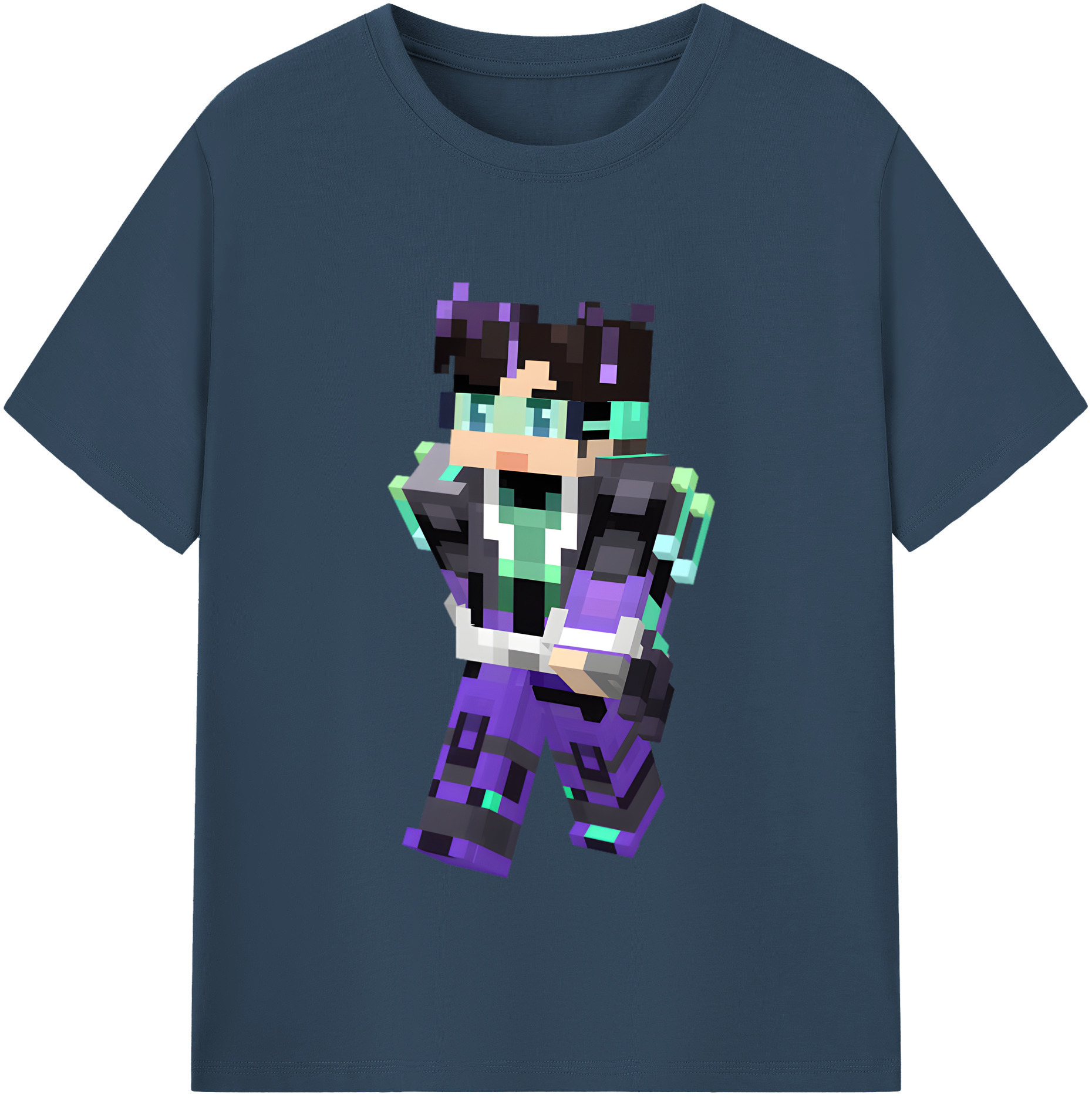 （画像用） マインクラフト ブロックの世界 Minecraft MC Block world レディースカジュアルプリントTシャツ（綿100％）