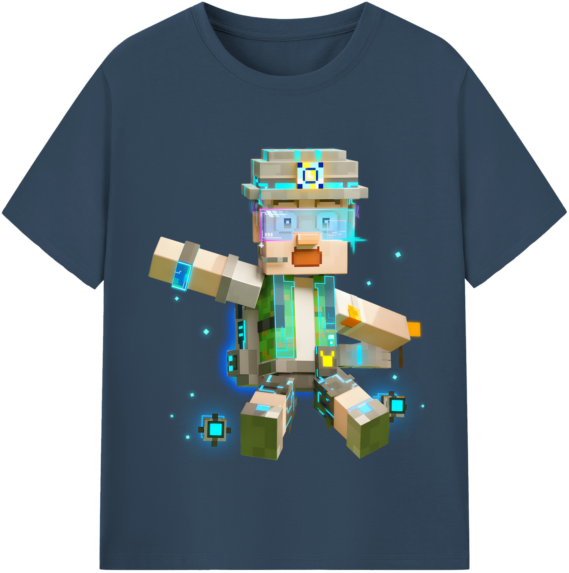 （画像用） マインクラフト ブロックの世界 Minecraft MC Block world レディースカジュアルプリントTシャツ（綿100％）
