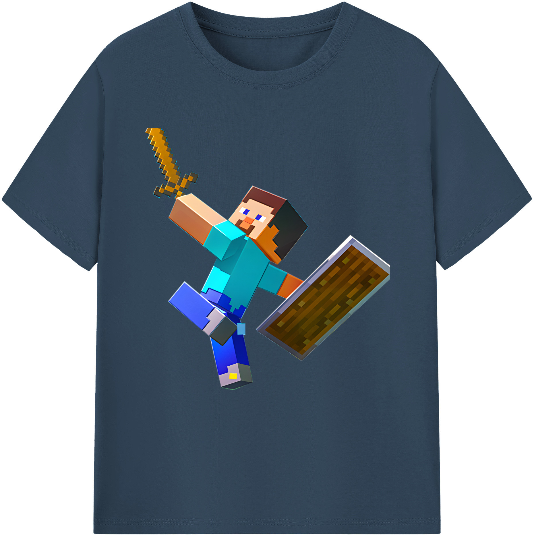（画像用） マインクラフト ブロックの世界 Minecraft MC Block world レディースカジュアルプリントTシャツ（綿100％）