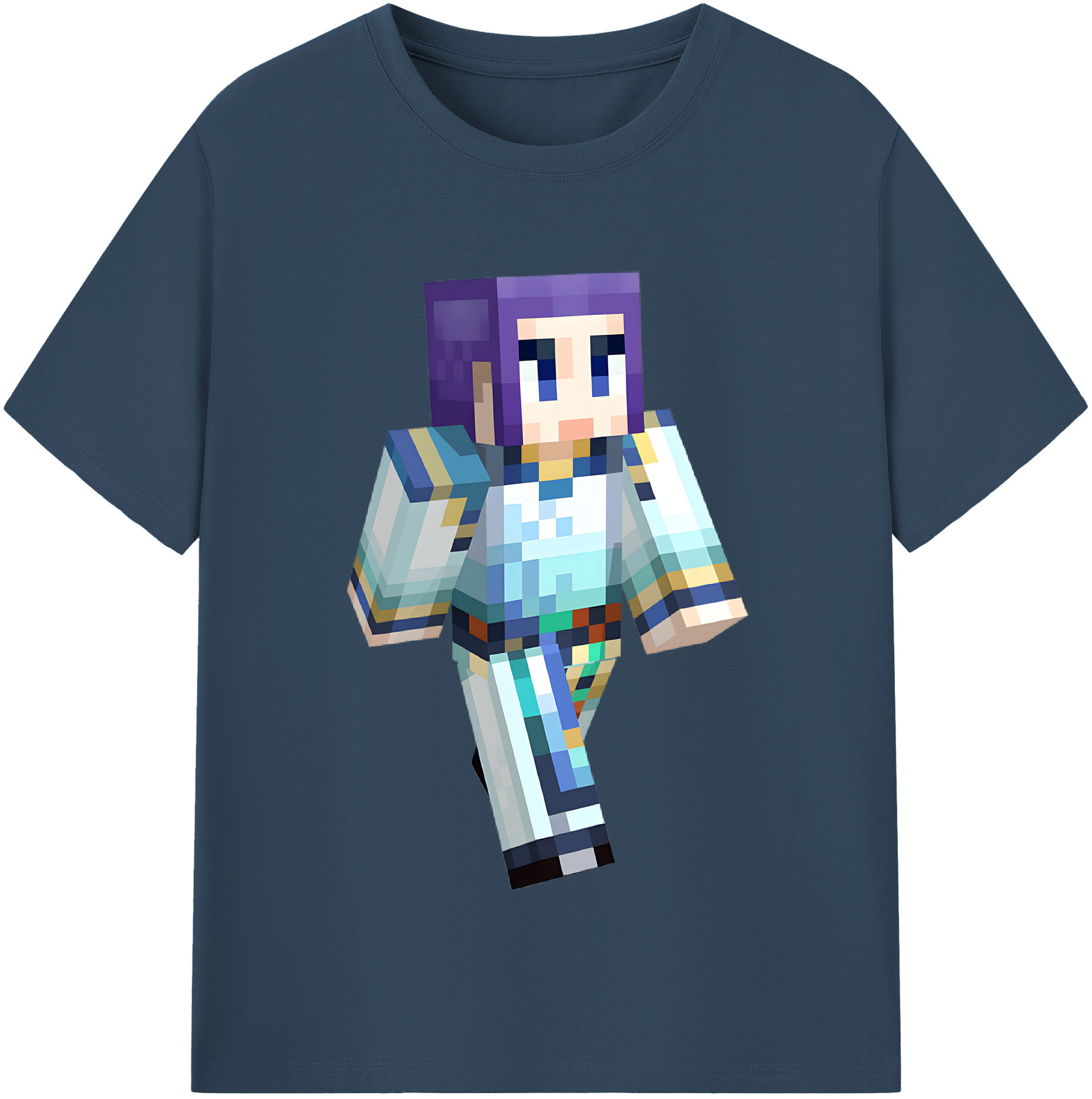 （画像用） マインクラフト ブロックの世界 Minecraft MC Block world レディースカジュアルプリントTシャツ（綿100％）