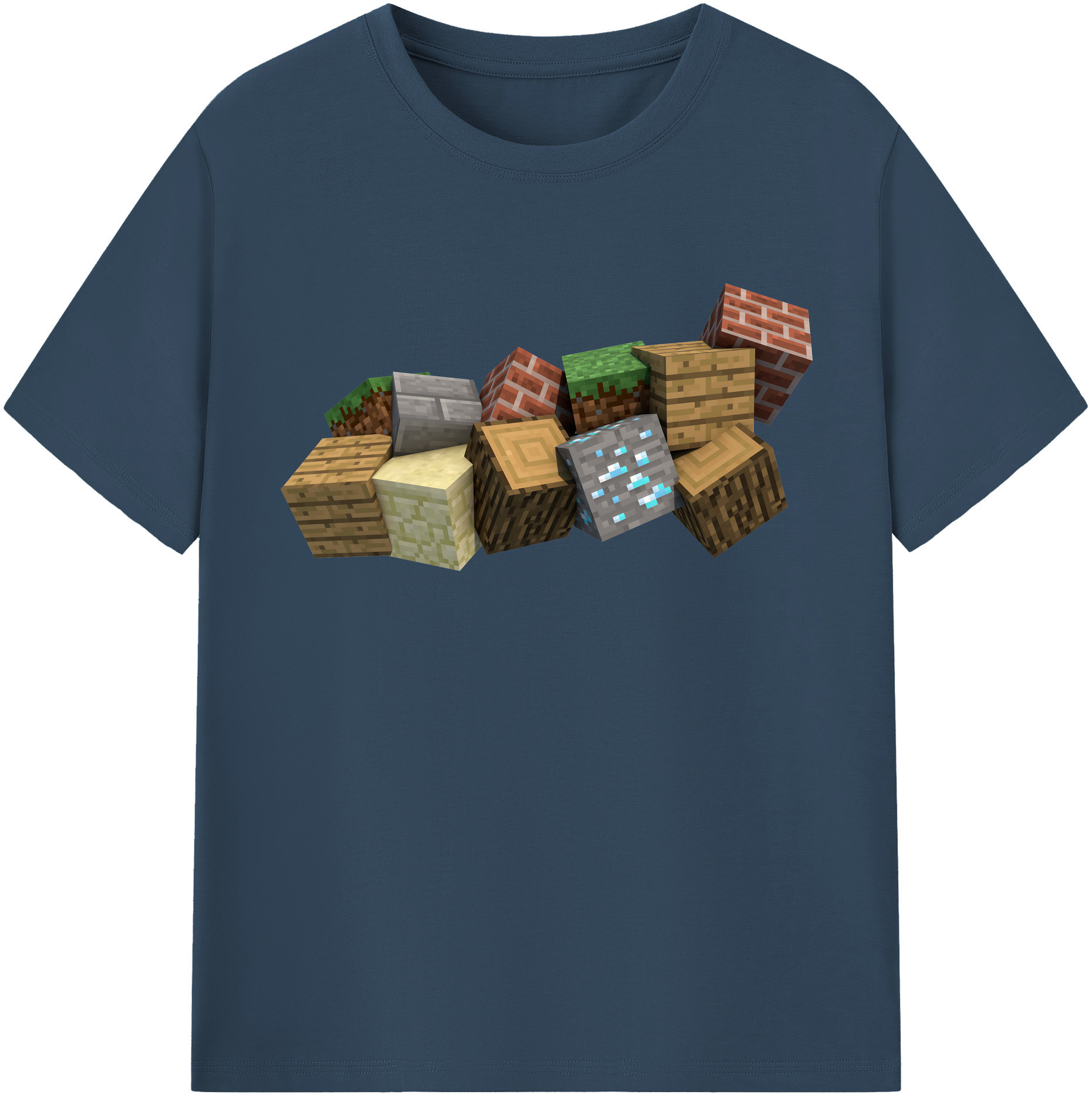 （画像用） マインクラフト ブロックの世界 Minecraft MC Block world レディースカジュアルプリントTシャツ（綿100％）