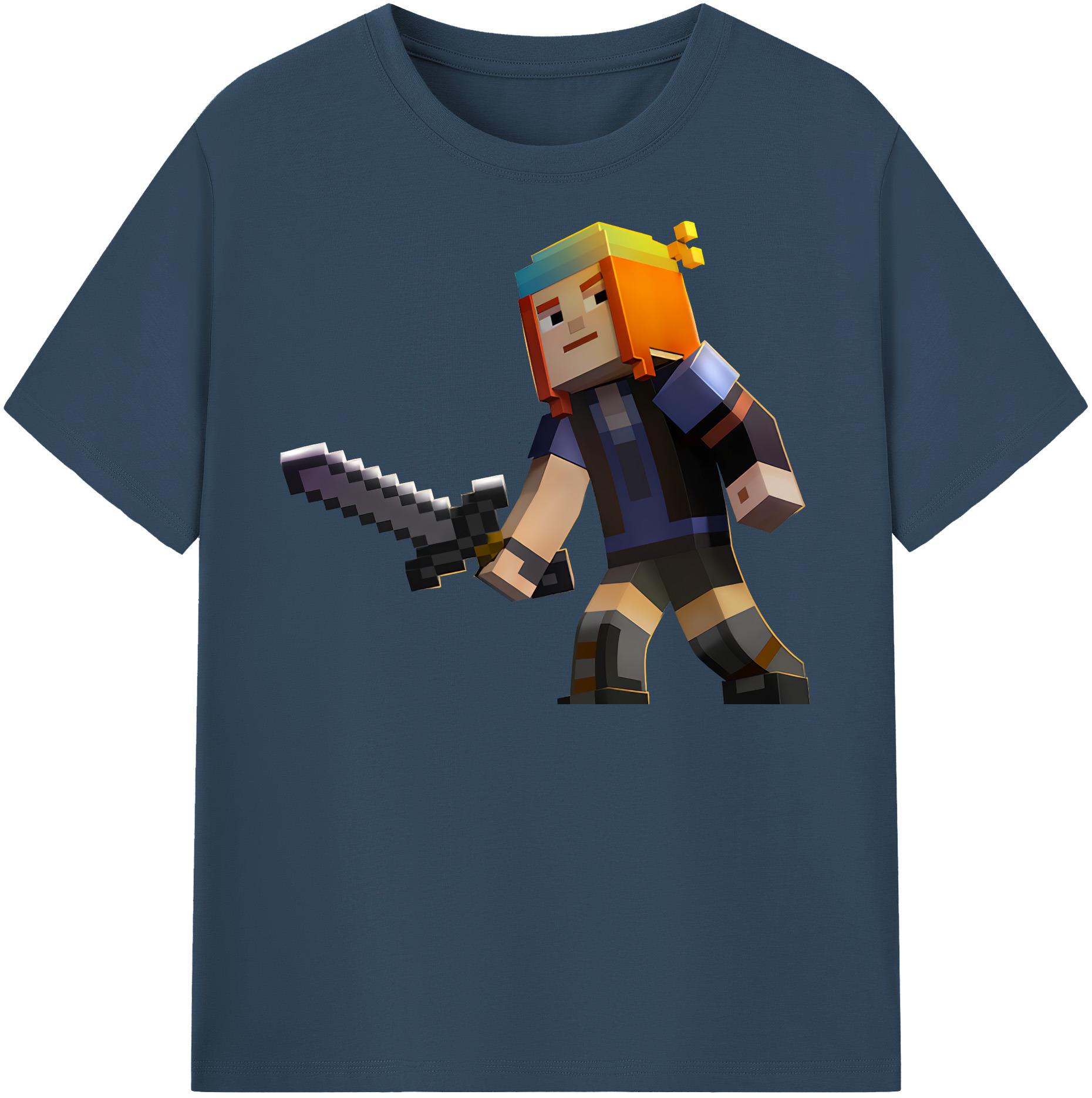 （画像用） マインクラフト ブロックの世界 Minecraft MC Block world レディースカジュアルプリントTシャツ（綿100％）