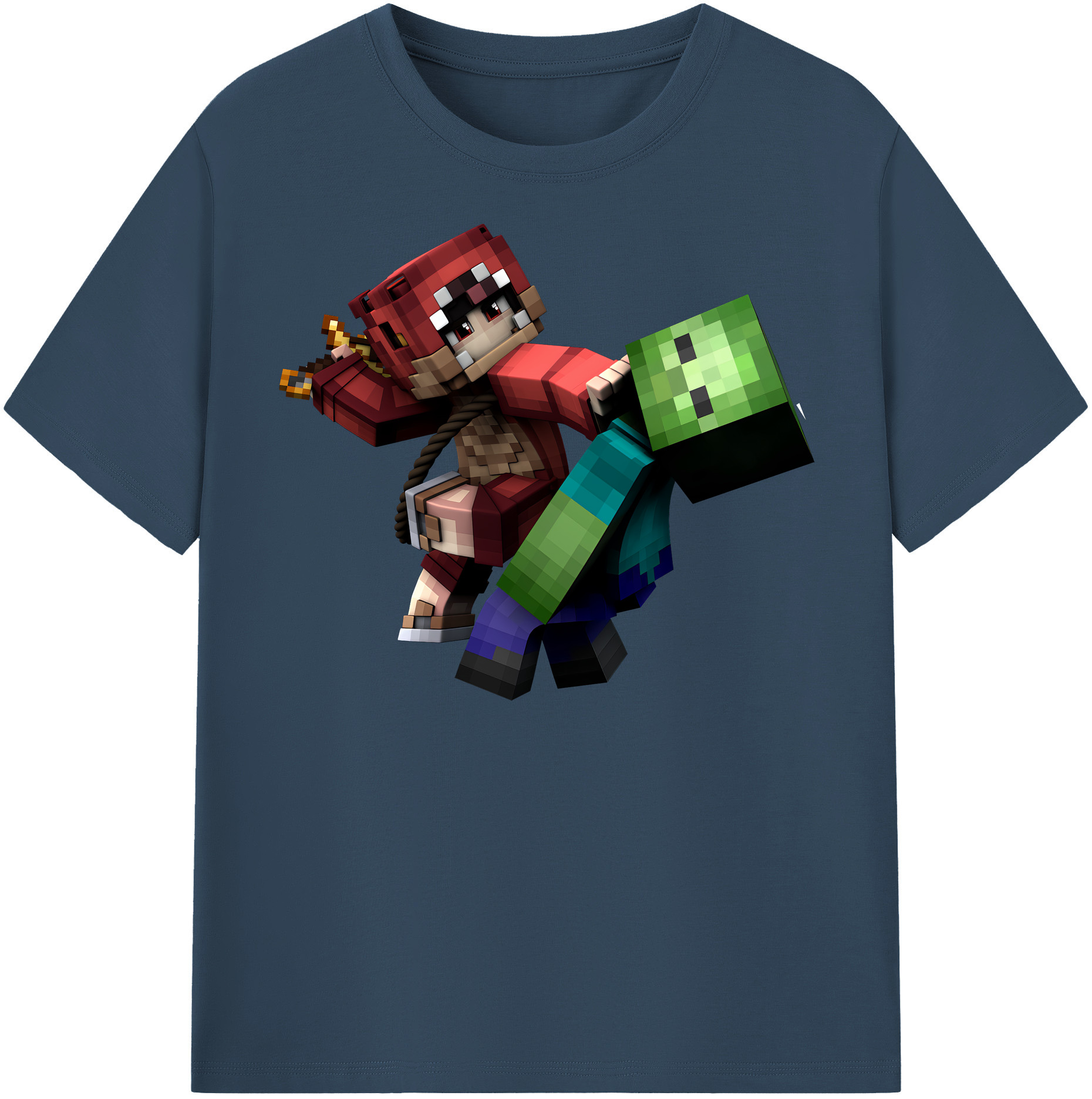 マインクラフト ブロックの世界 Minecraft MC Block world レディースカジュアルプリントTシャツ（綿100％）