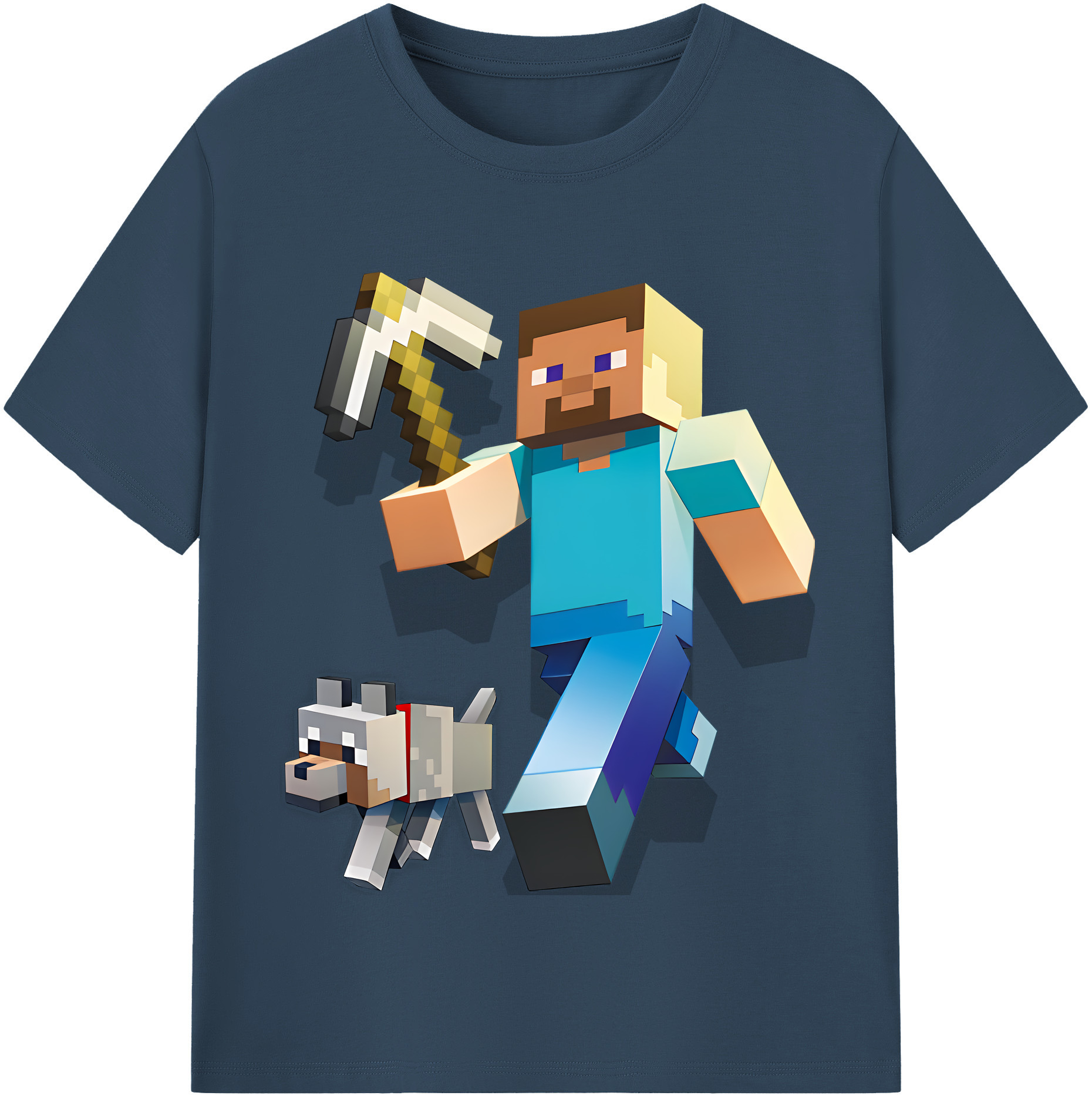 （画像用） マインクラフト ブロックの世界 Minecraft MC Block world レディースカジュアルプリントTシャツ（綿100％）
