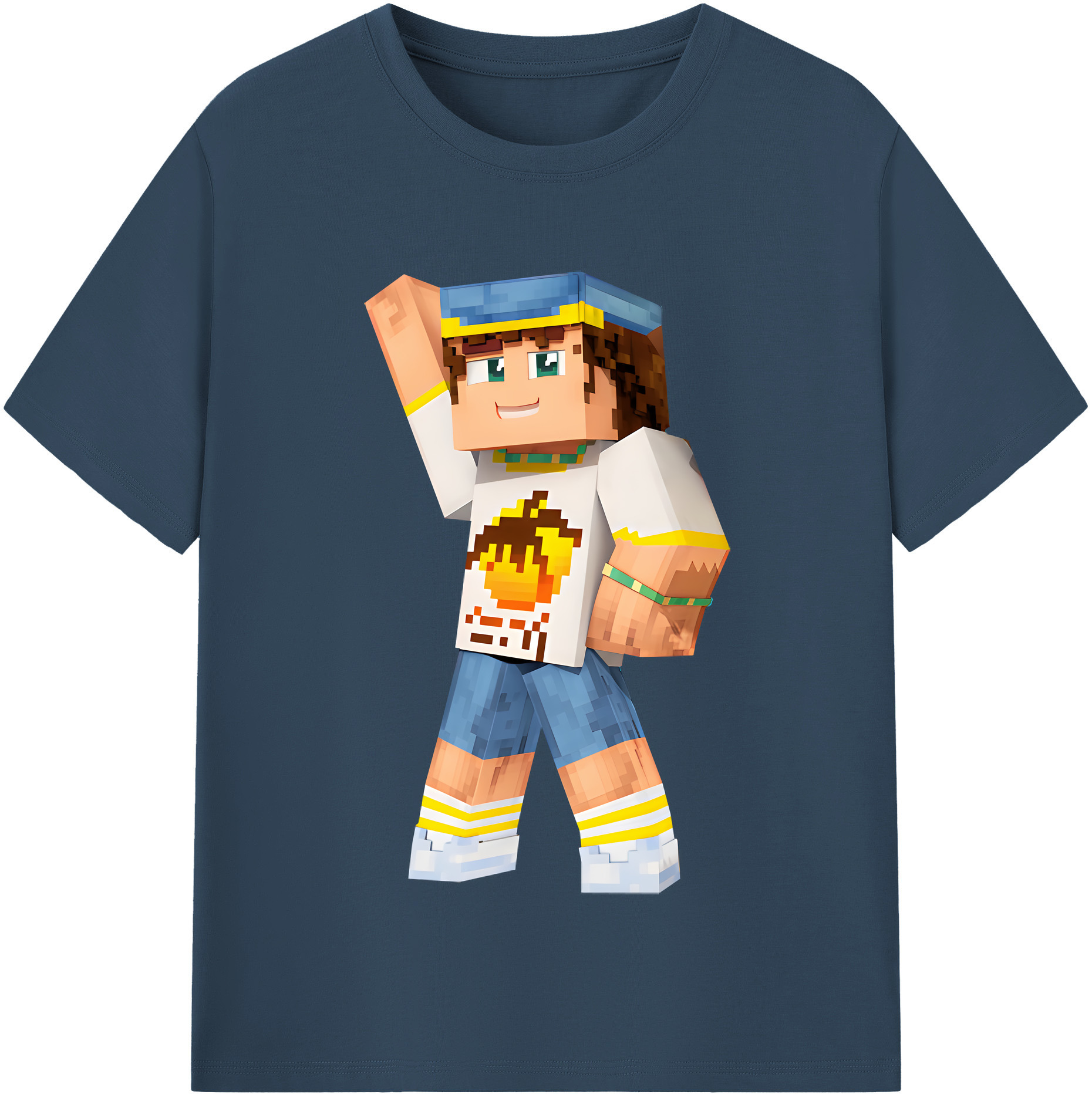 （画像用） マインクラフト ブロックの世界 Minecraft MC Block world レディースカジュアルプリントTシャツ（綿100％）