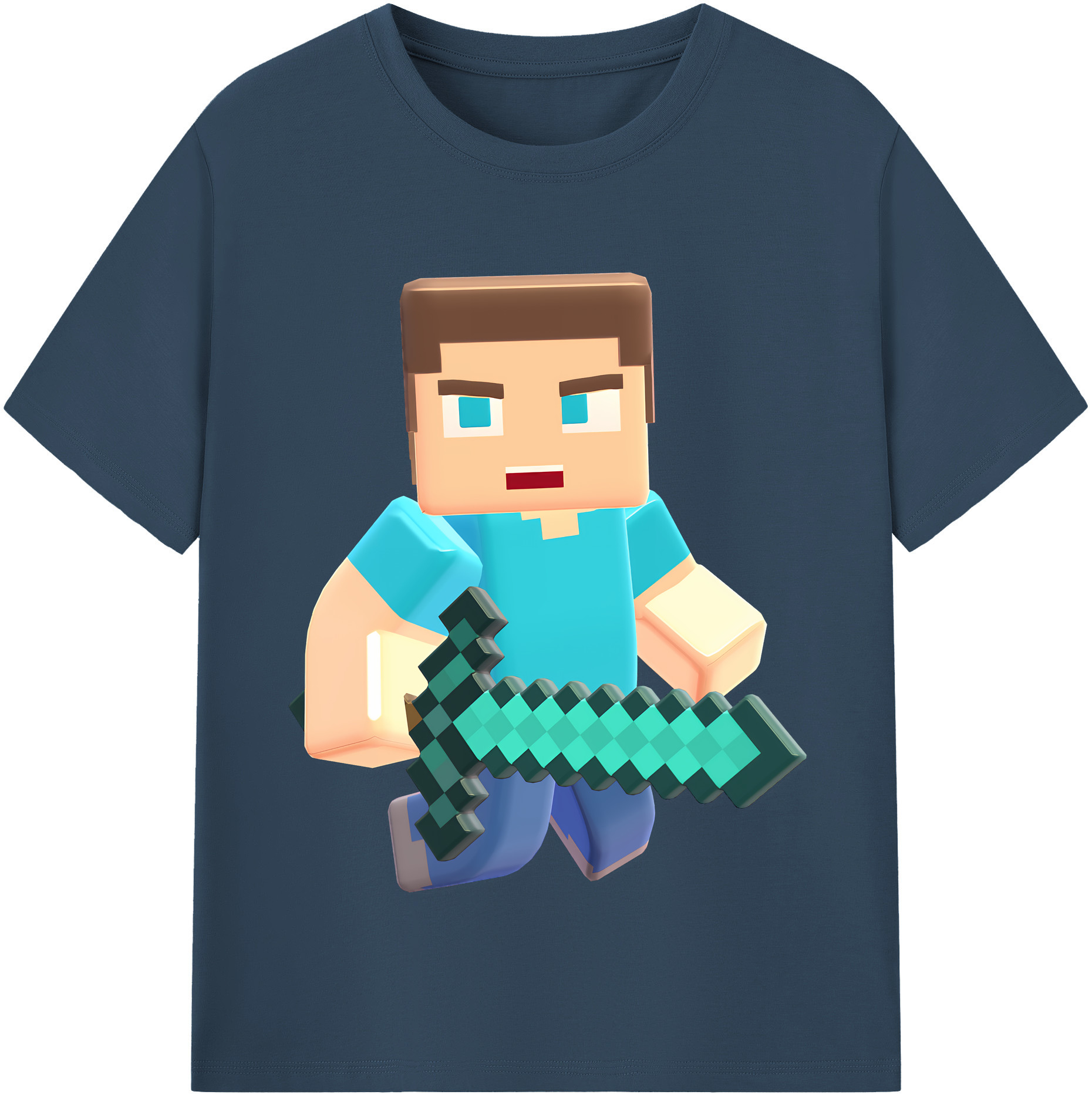 （画像用） マインクラフト ブロックの世界 Minecraft MC Block world レディースカジュアルプリントTシャツ（綿100％）