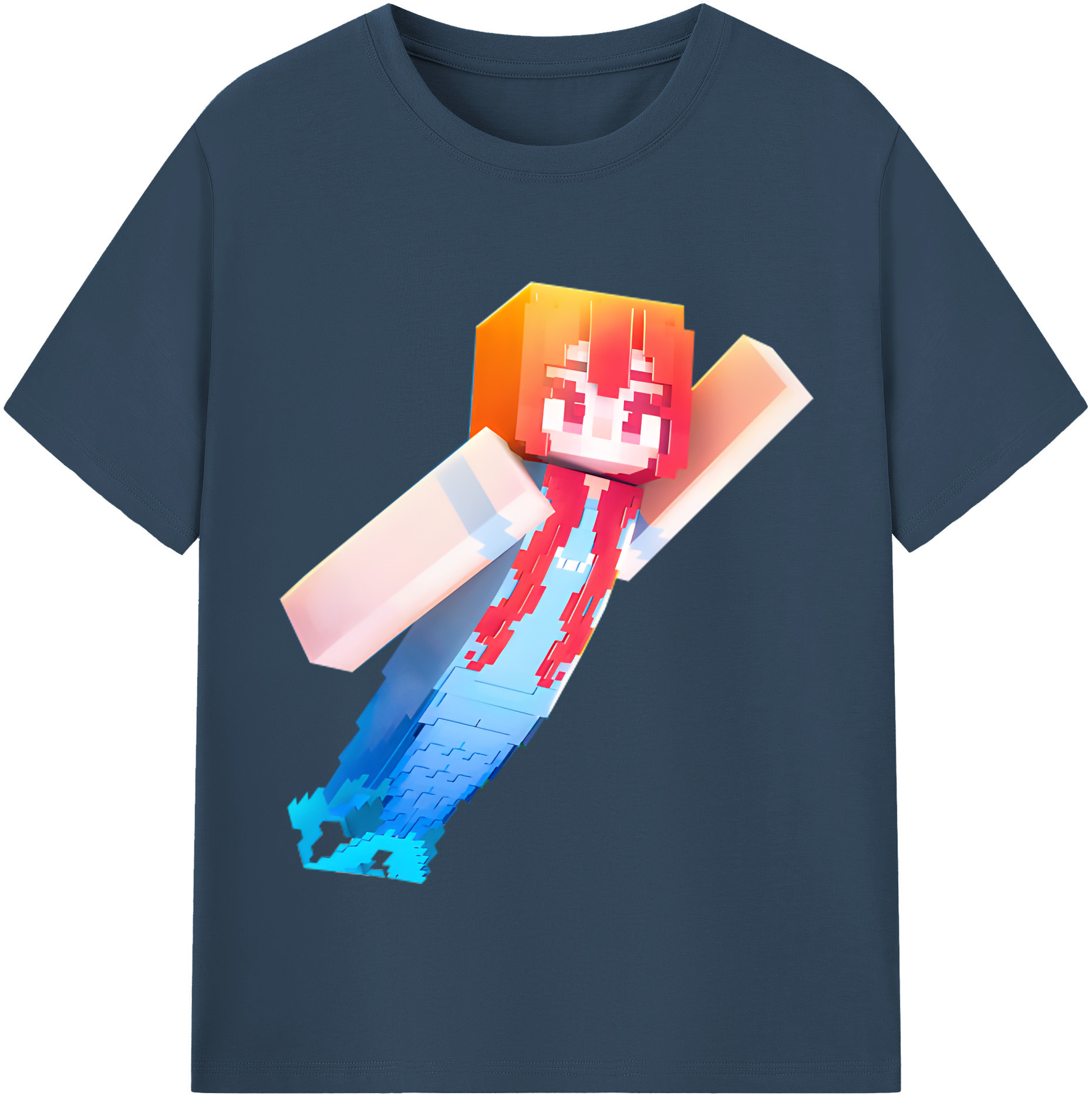 （画像用） マインクラフト ブロックの世界 Minecraft MC Block world レディースカジュアルプリントTシャツ（綿100％）
