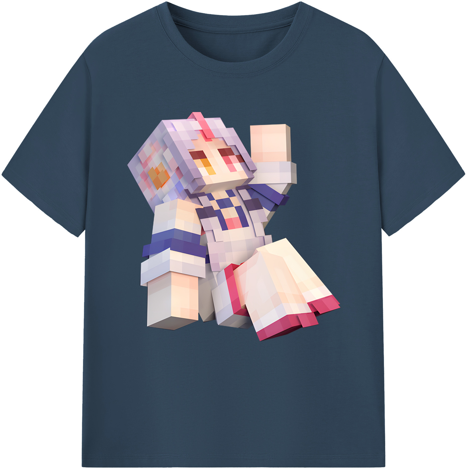 （画像用） マインクラフト ブロックの世界 Minecraft MC Block world レディースカジュアルプリントTシャツ（綿100％）