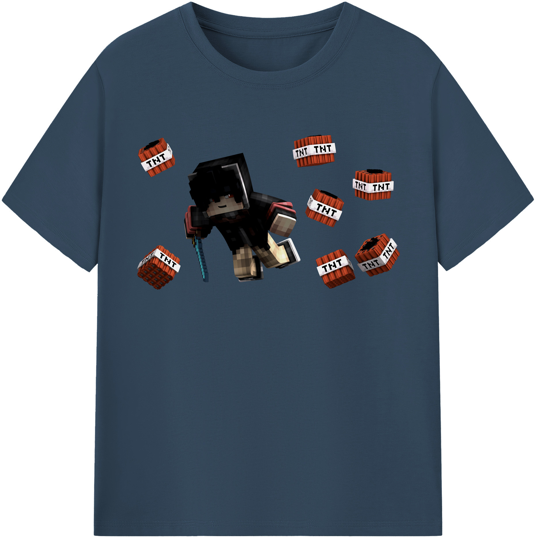 （画像用） マインクラフト ブロックの世界 Minecraft MC Block world レディースカジュアルプリントTシャツ（綿100％）