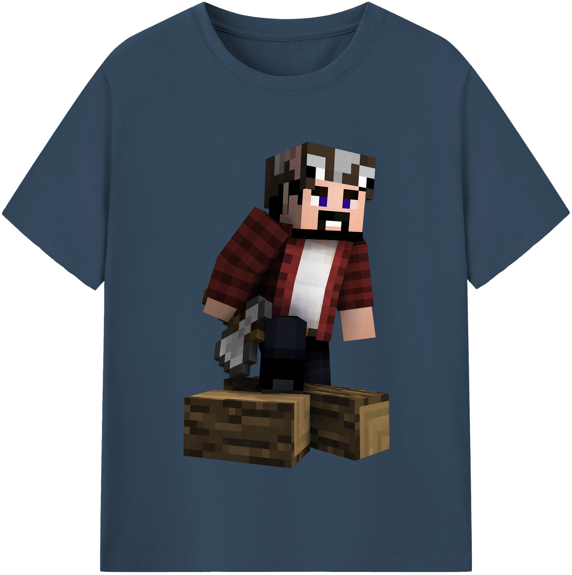（画像用） マインクラフト ブロックの世界 Minecraft MC Block world レディースカジュアルプリントTシャツ（綿100％）