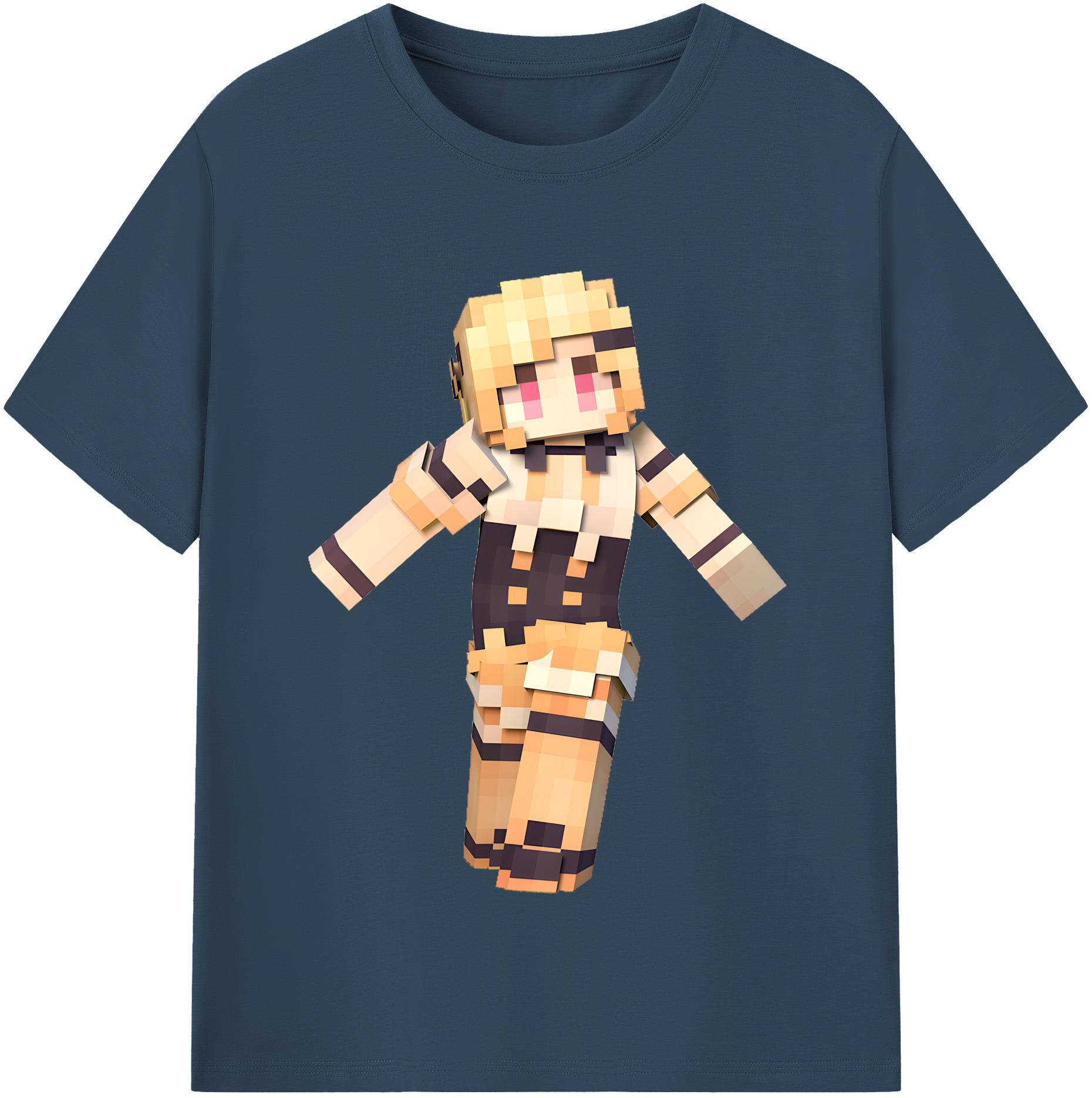 （画像用） マインクラフト ブロックの世界 Minecraft MC Block world レディースカジュアルプリントTシャツ（綿100％）