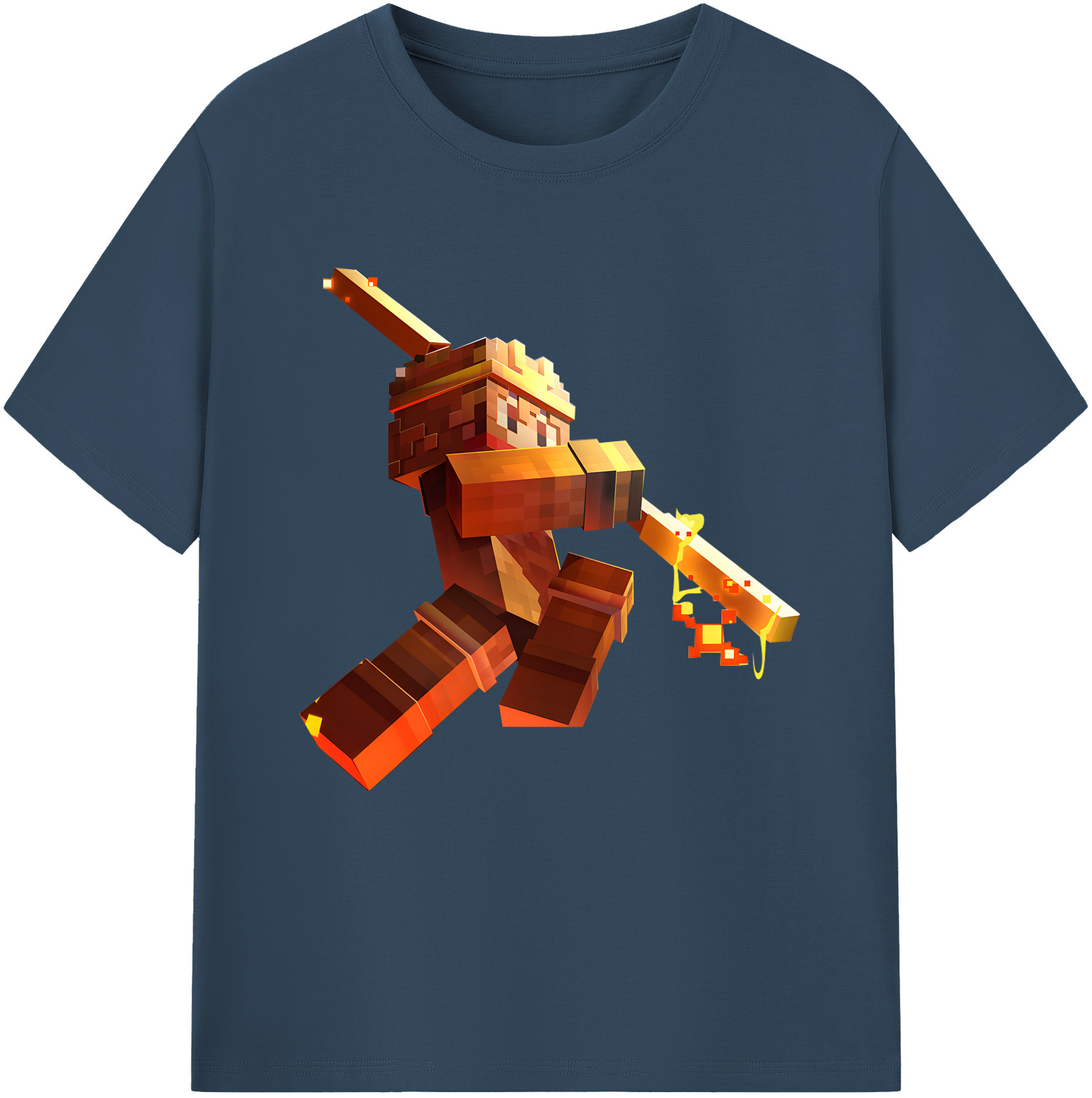 （画像用） マインクラフト ブロックの世界 Minecraft MC Block world レディースカジュアルプリントTシャツ（綿100％）