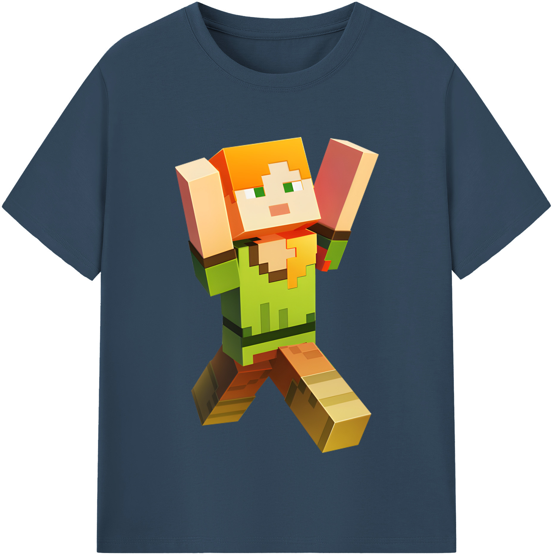 （画像用） マインクラフト ブロックの世界 Minecraft MC Block world レディースカジュアルプリントTシャツ（綿100％）