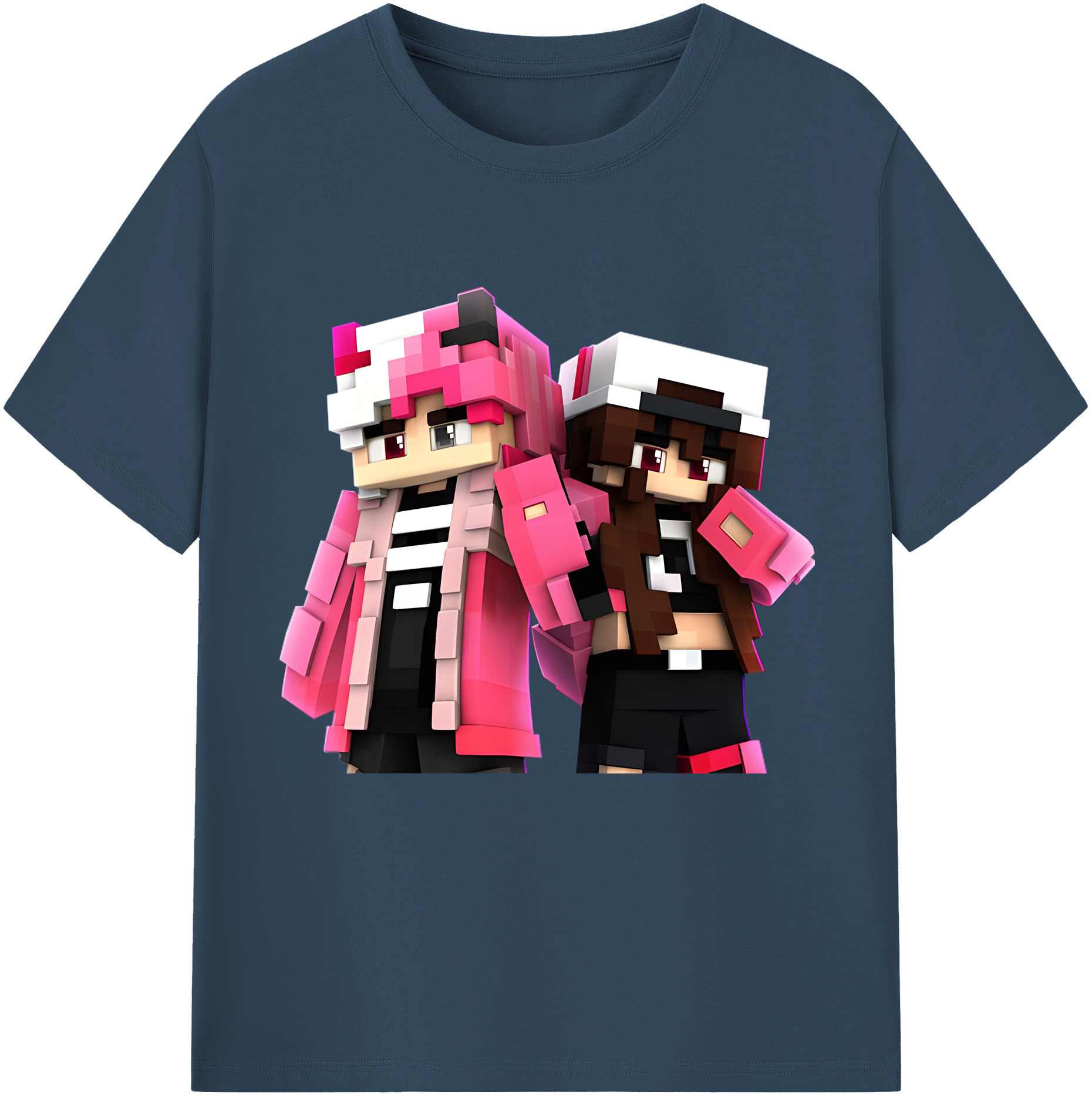 （画像用） マインクラフト ブロックの世界 Minecraft MC Block world レディースカジュアルプリントTシャツ（綿100％）