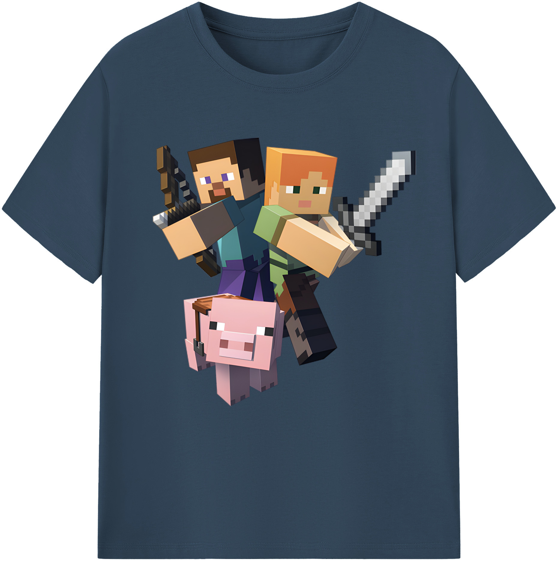 （画像用） マインクラフト ブロックの世界 Minecraft MC Block world レディースカジュアルプリントTシャツ（綿100％）