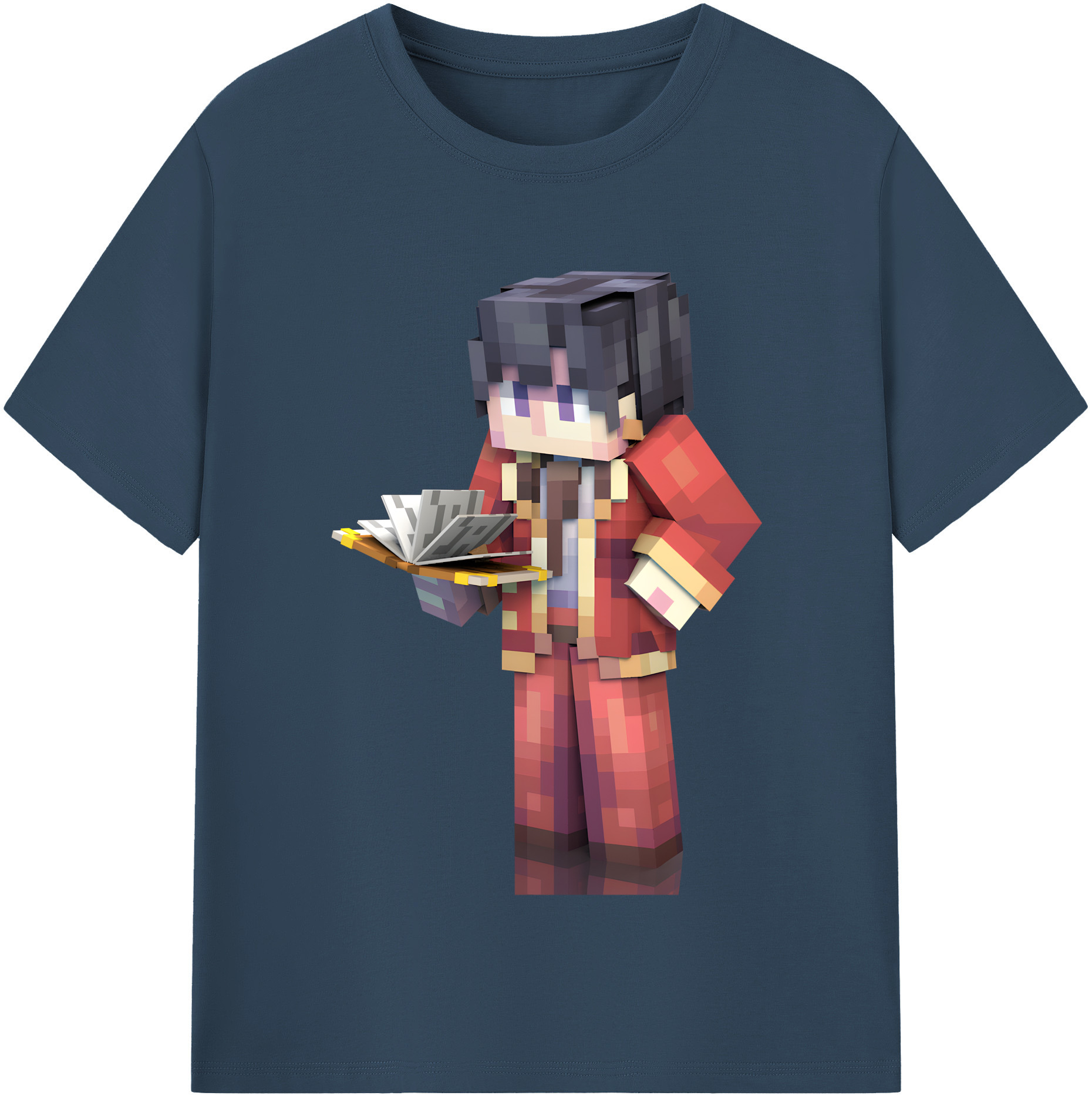 （画像用） マインクラフト ブロックの世界 Minecraft MC Block world レディースカジュアルプリントTシャツ（綿100％）