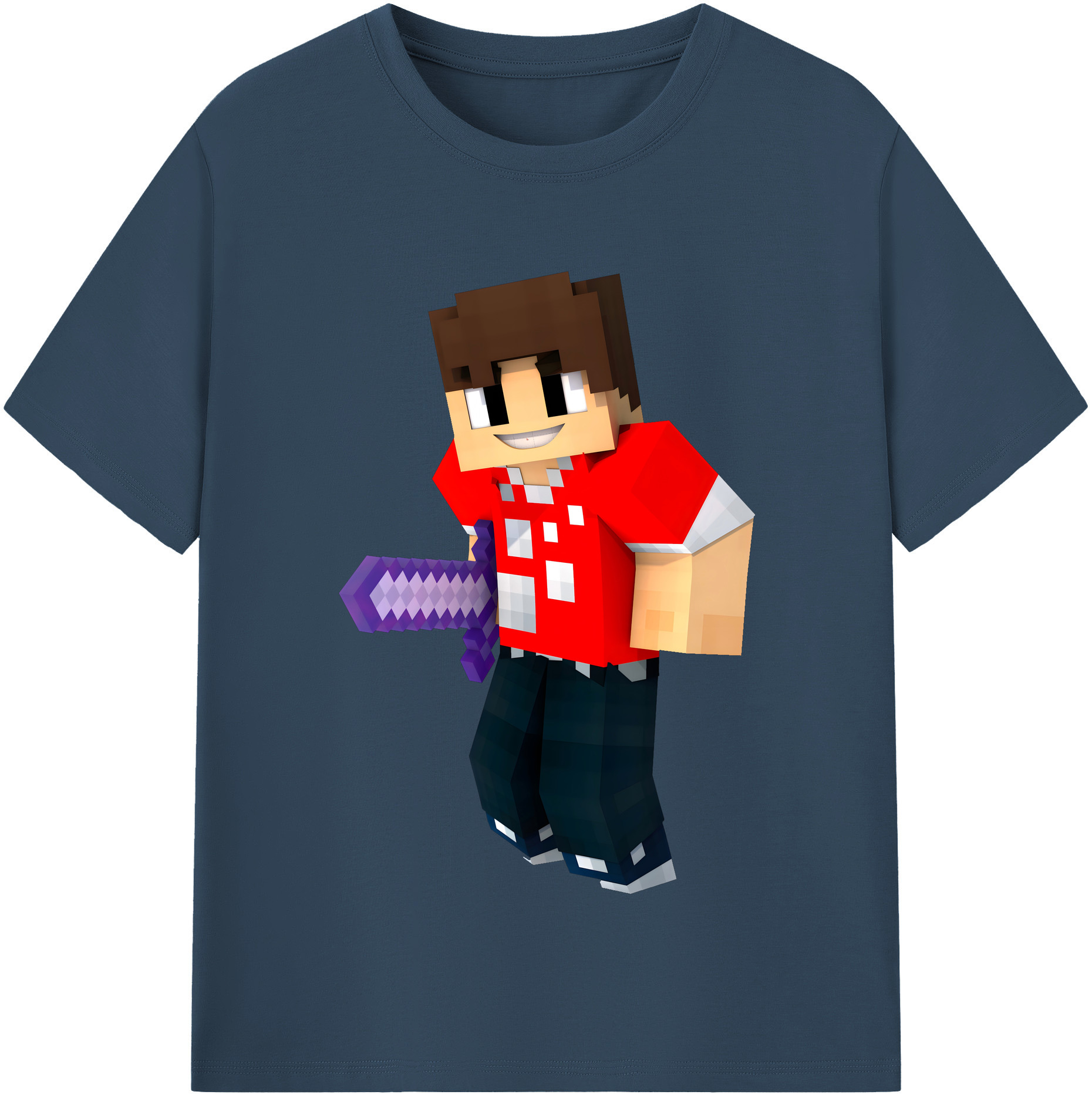 （画像用） マインクラフト ブロックの世界 Minecraft MC Block world レディースカジュアルプリントTシャツ（綿100％）