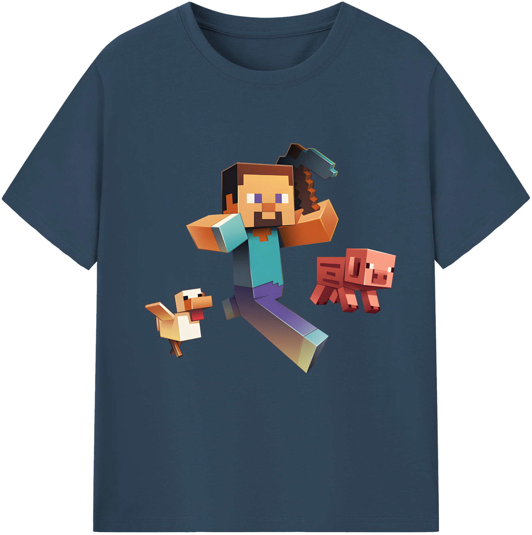 （画像用） マインクラフト ブロックの世界 Minecraft MC Block world レディースカジュアルプリントTシャツ（綿100％）