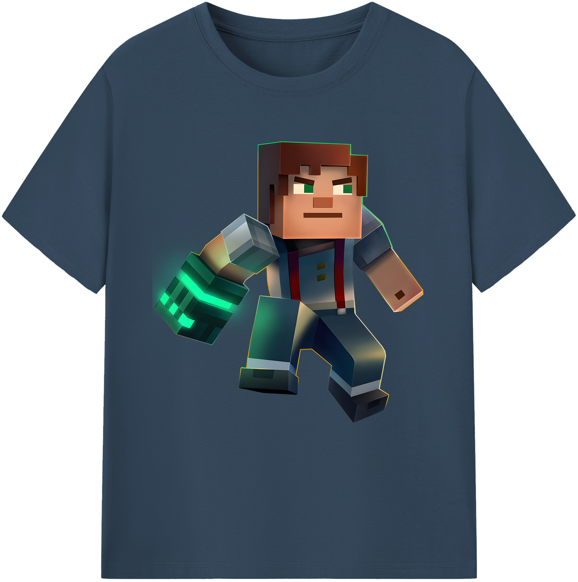 （画像用） マインクラフト ブロックの世界 Minecraft MC Block world レディースカジュアルプリントTシャツ（綿100％）