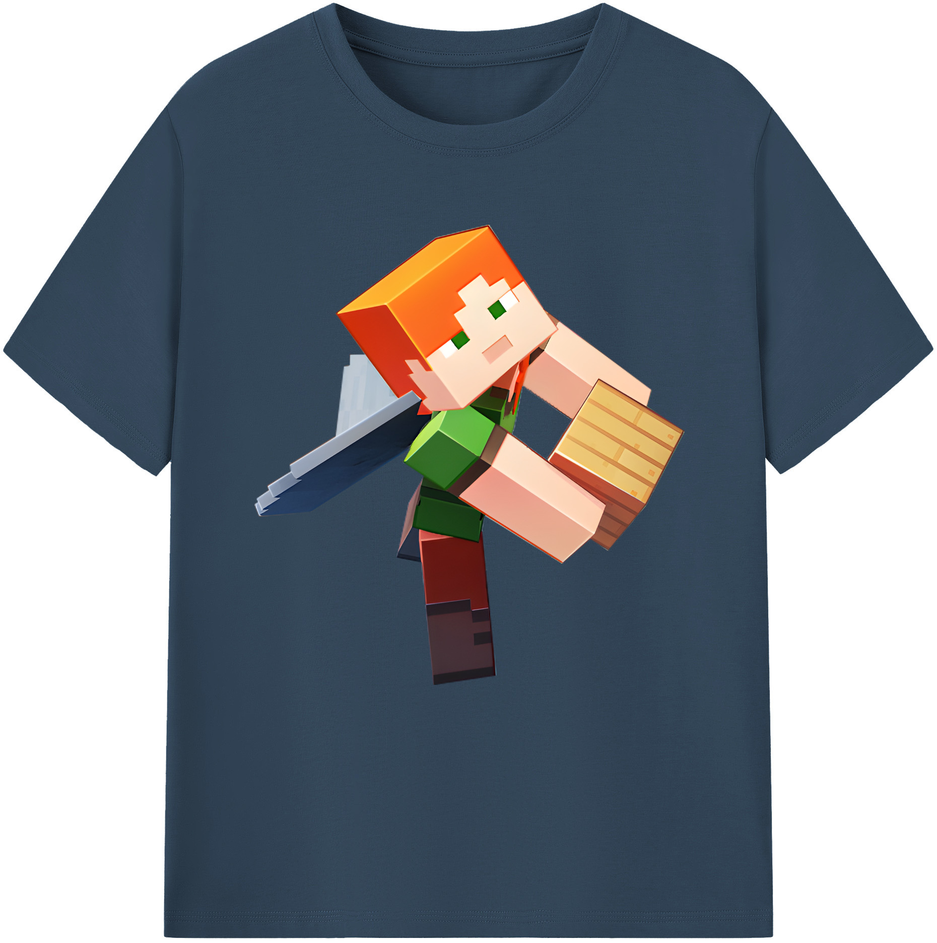 （画像用） マインクラフト ブロックの世界 Minecraft MC Block world レディースカジュアルプリントTシャツ（綿100％）