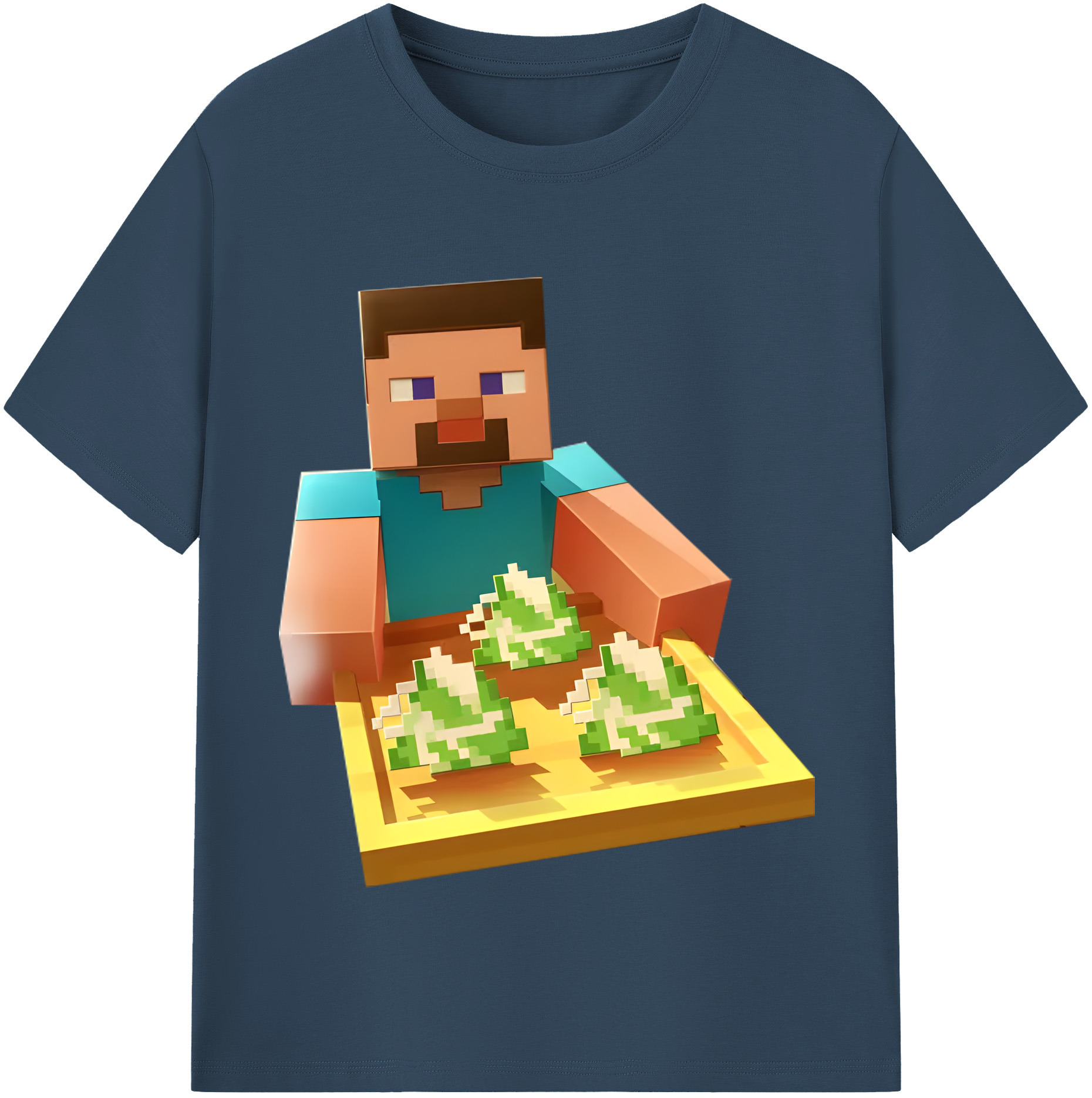 （画像用） マインクラフト ブロックの世界 Minecraft MC Block world レディースカジュアルプリントTシャツ（綿100％）