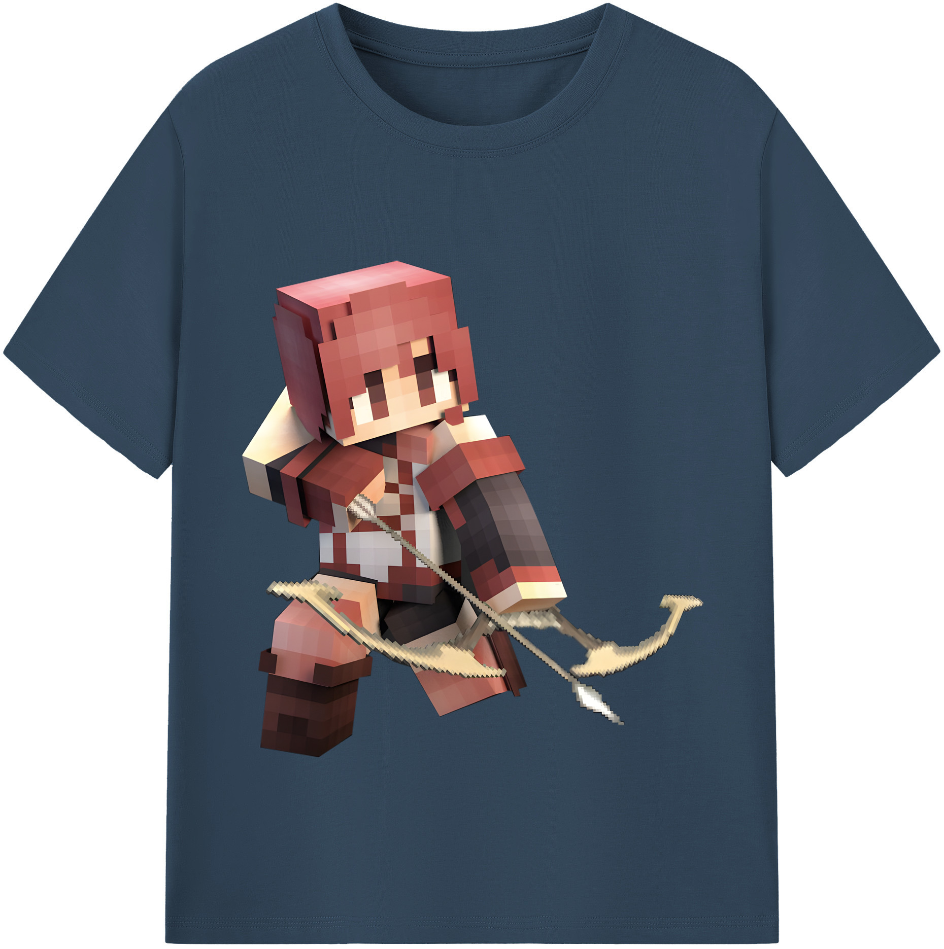 （画像用） マインクラフト ブロックの世界 Minecraft MC Block world レディースカジュアルプリントTシャツ（綿100％）