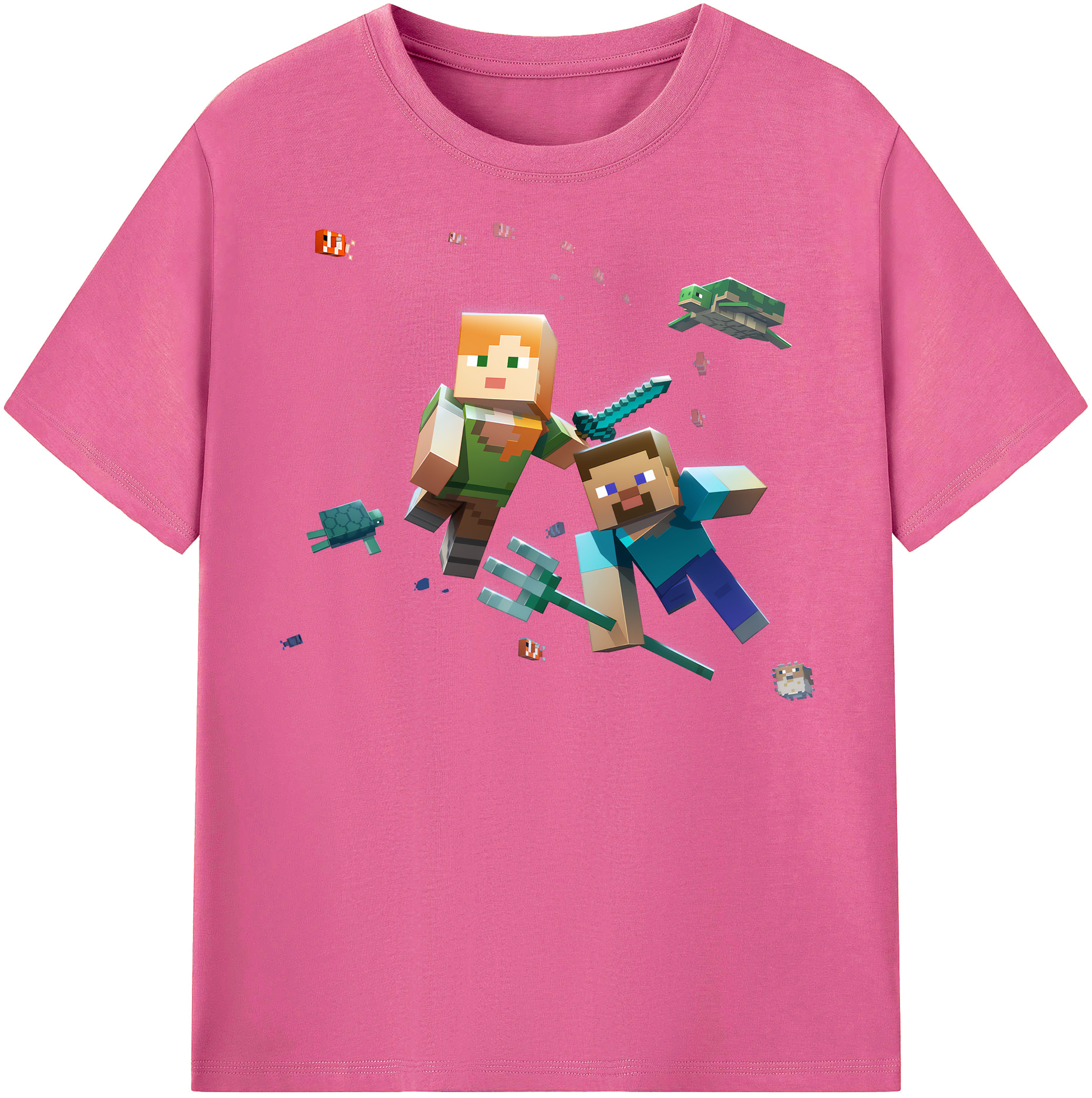 （画像用） マインクラフト ブロックの世界 Minecraft MC Block world レディースカジュアルプリントTシャツ（綿100％）
