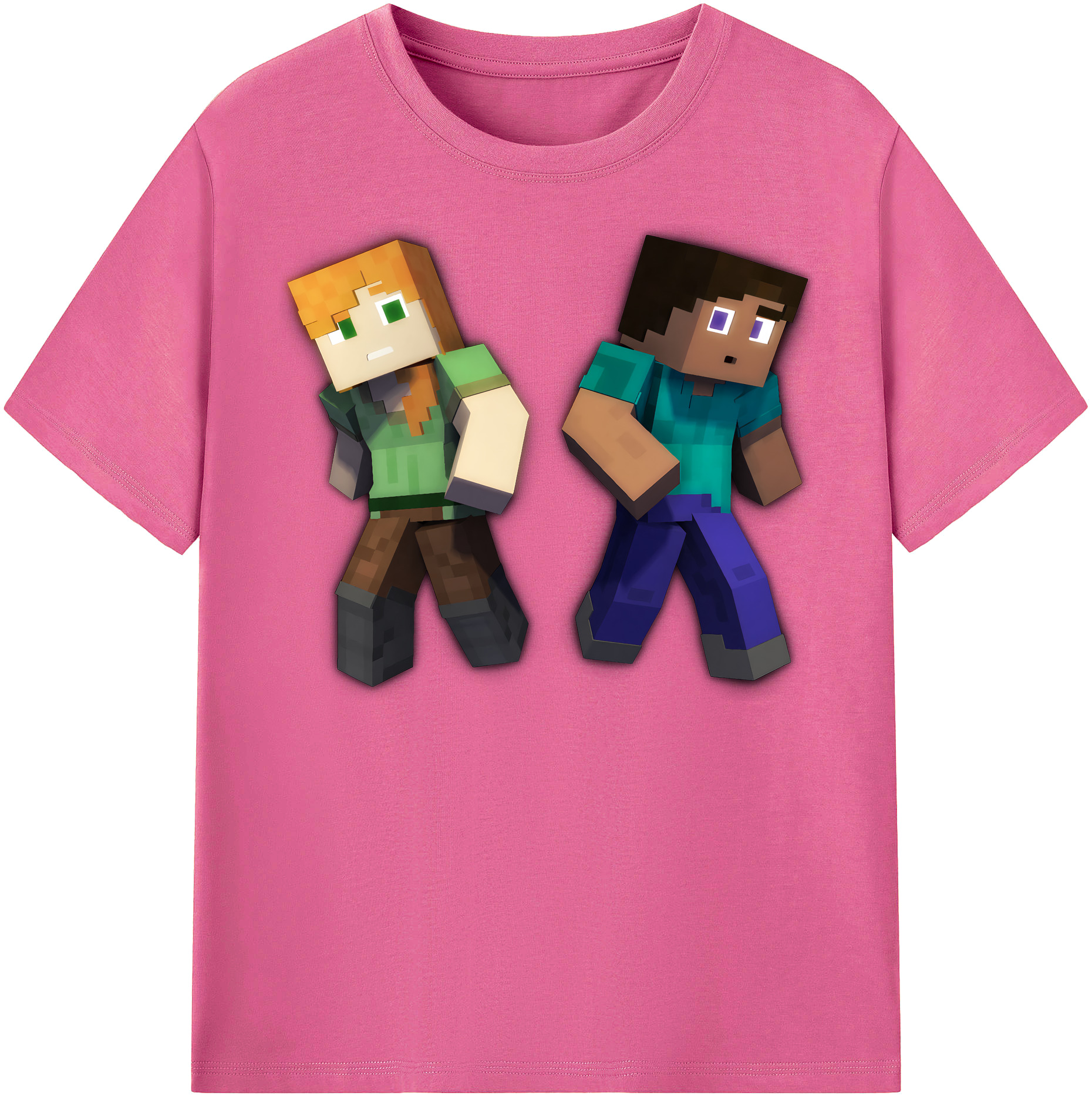 （画像用） マインクラフト ブロックの世界 Minecraft MC Block world レディースカジュアルプリントTシャツ（綿100％）