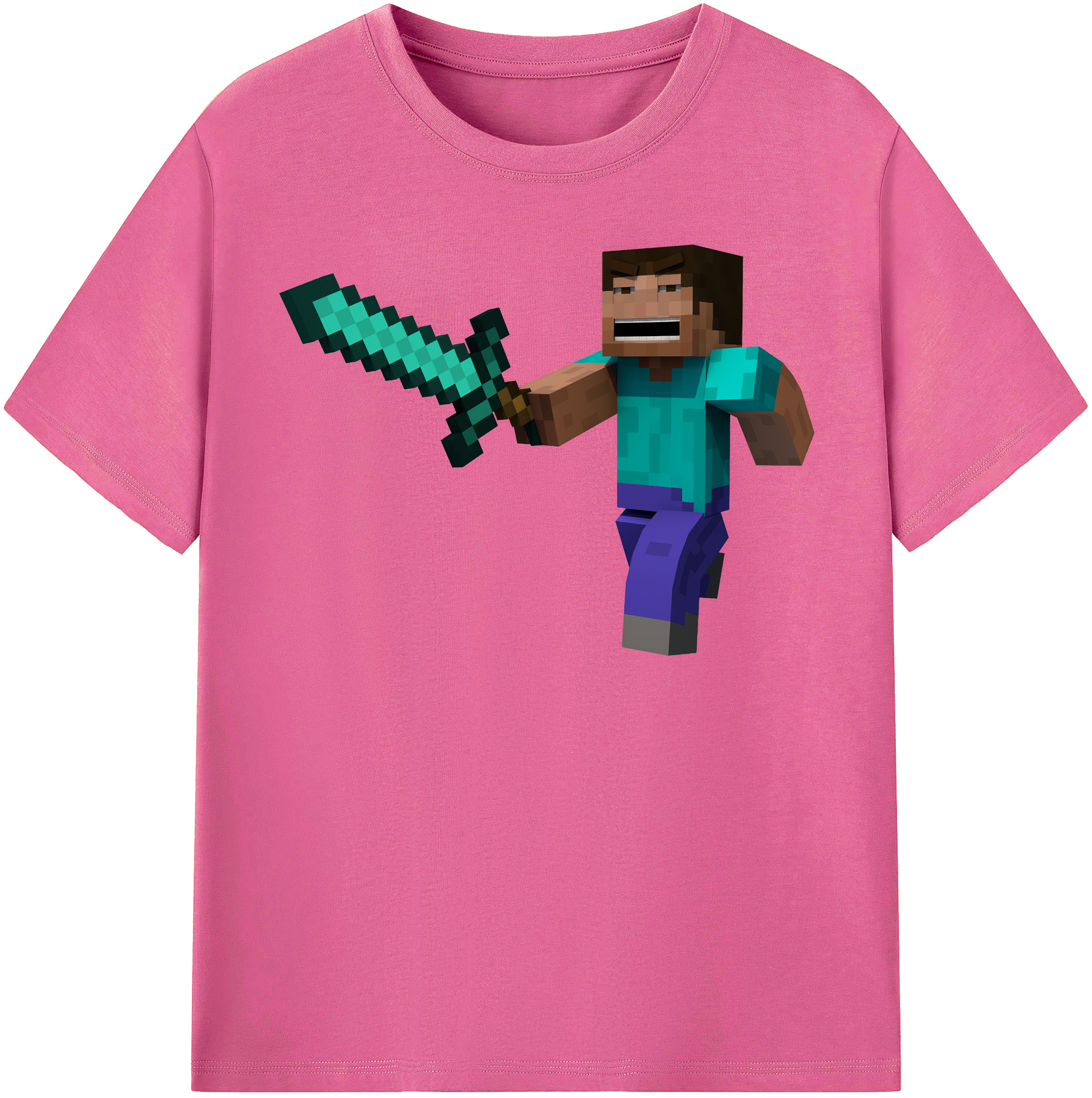 （画像用） マインクラフト ブロックの世界 Minecraft MC Block world レディースカジュアルプリントTシャツ（綿100％）