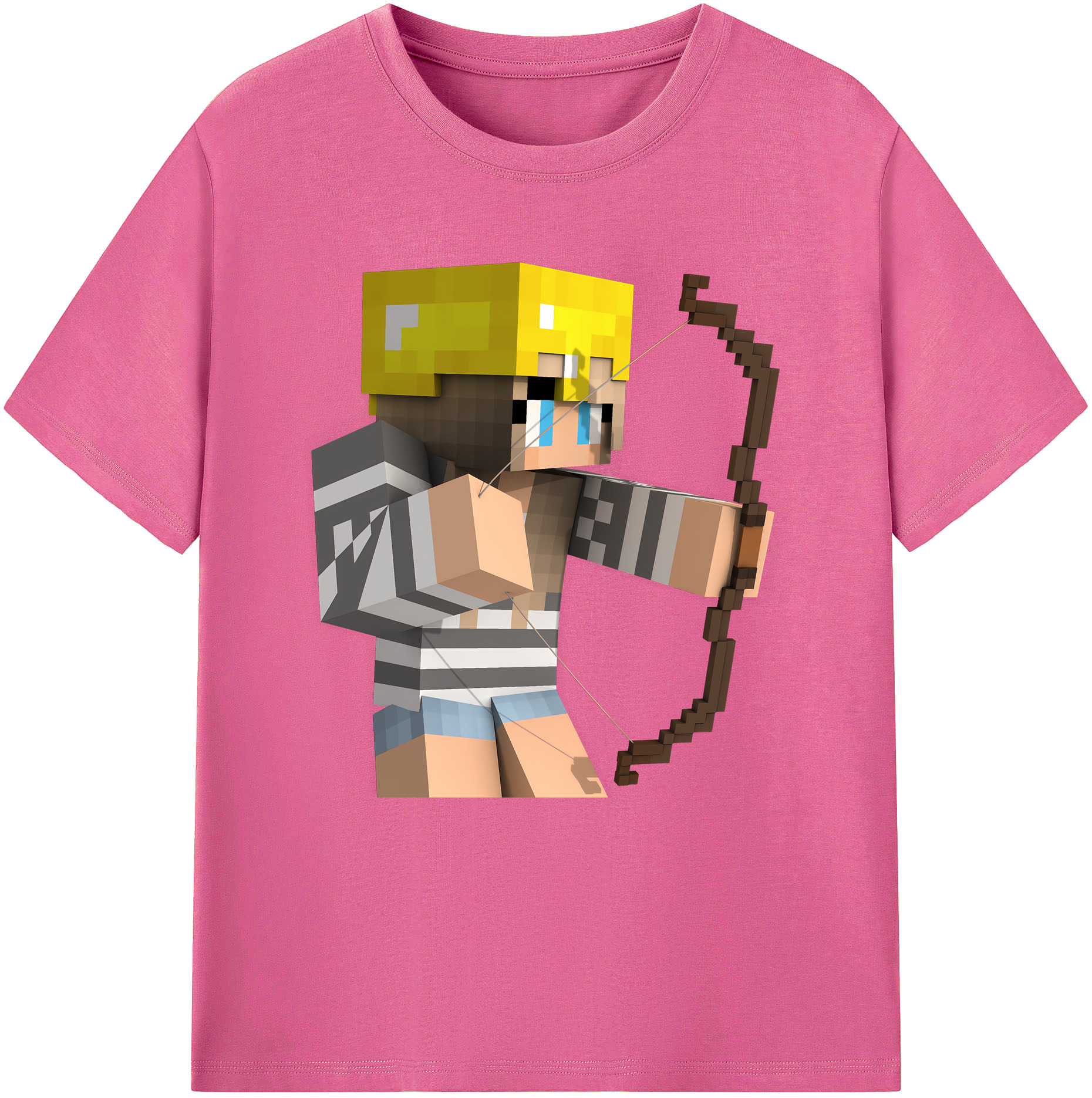 （画像用） マインクラフト ブロックの世界 Minecraft MC Block world レディースカジュアルプリントTシャツ（綿100％）