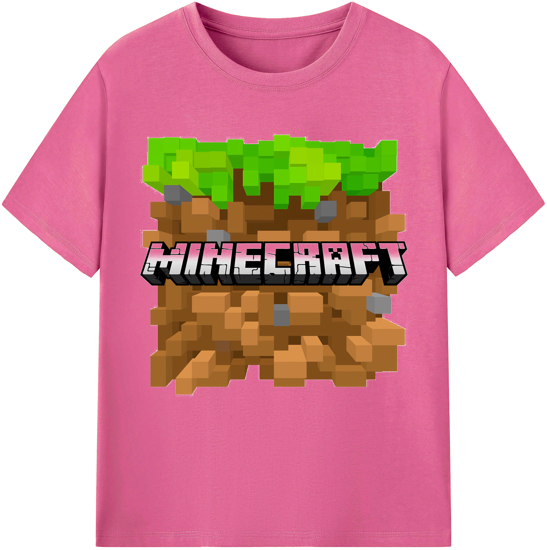 （画像用） マインクラフト ブロックの世界 Minecraft MC Block world レディースカジュアルプリントTシャツ（綿100％）
