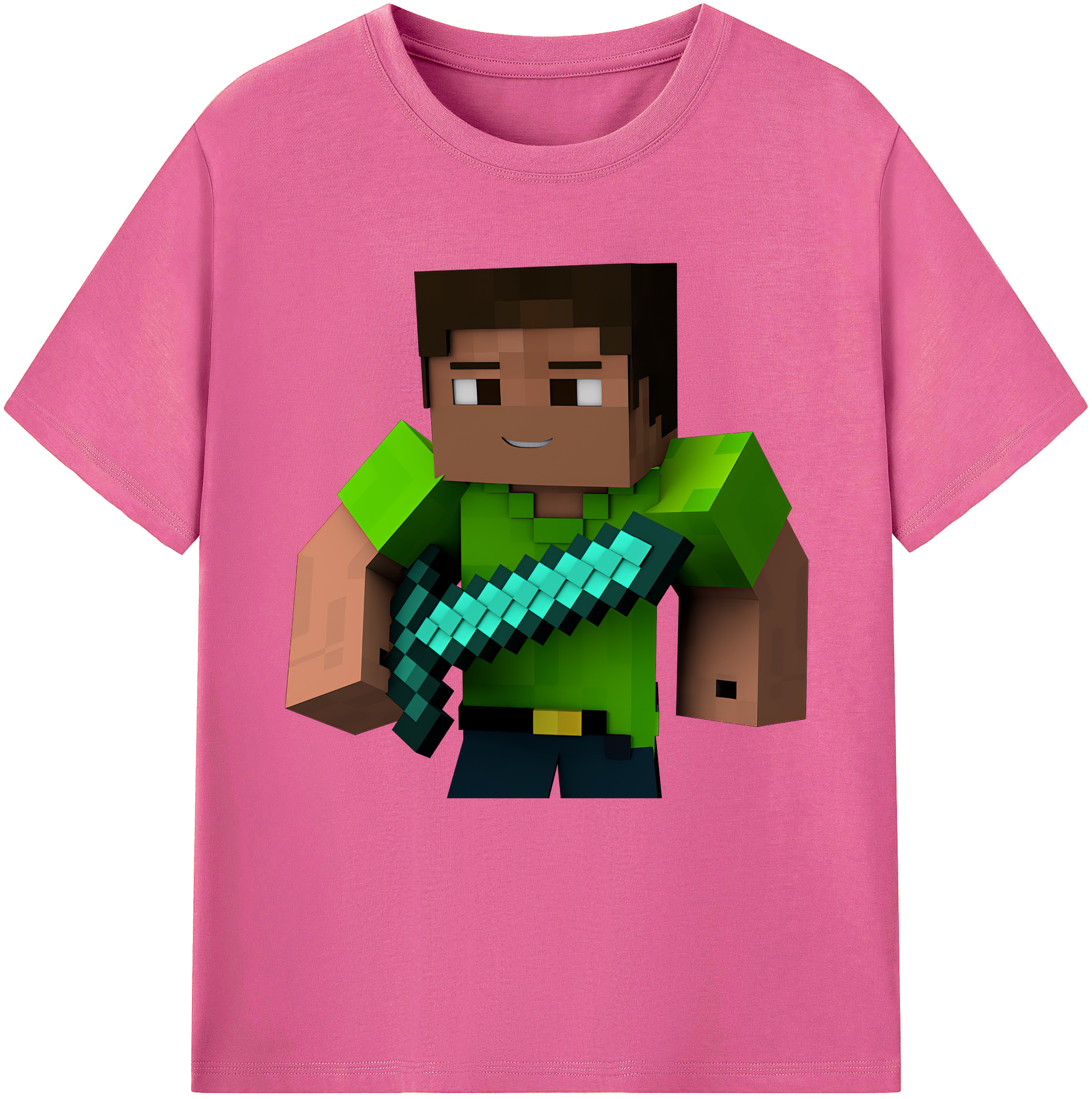 （画像用） マインクラフト ブロックの世界 Minecraft MC Block world レディースカジュアルプリントTシャツ（綿100％）