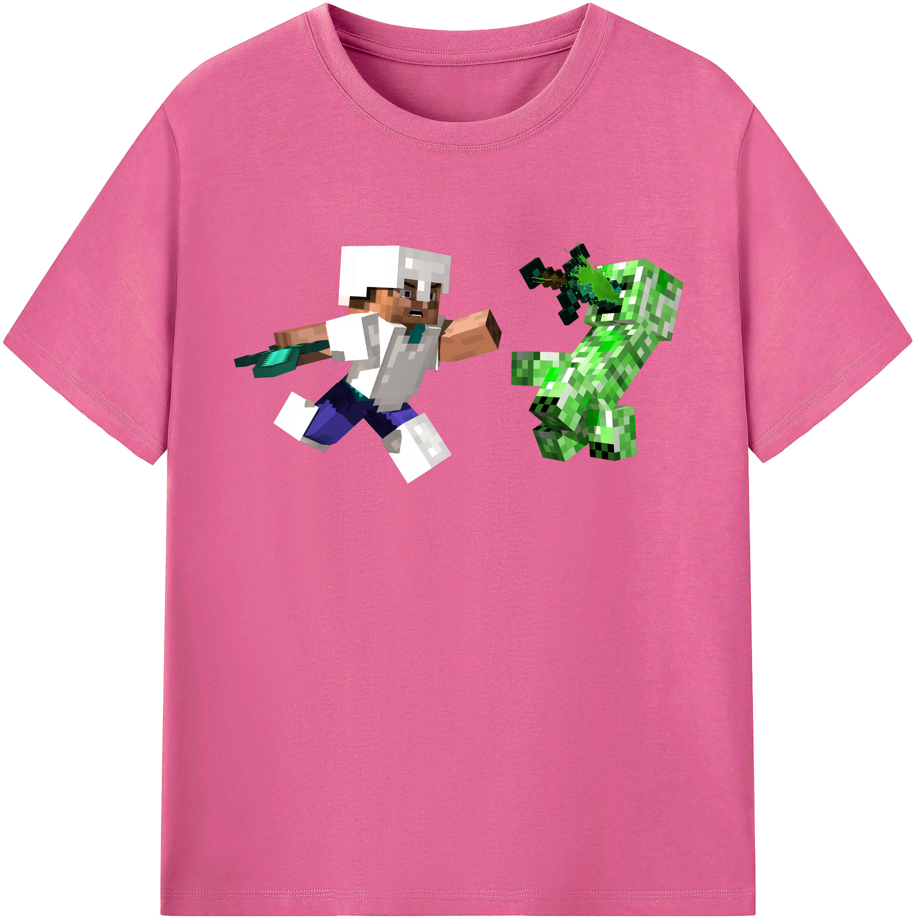 （画像用） マインクラフト ブロックの世界 Minecraft MC Block world レディースカジュアルプリントTシャツ（綿100％）