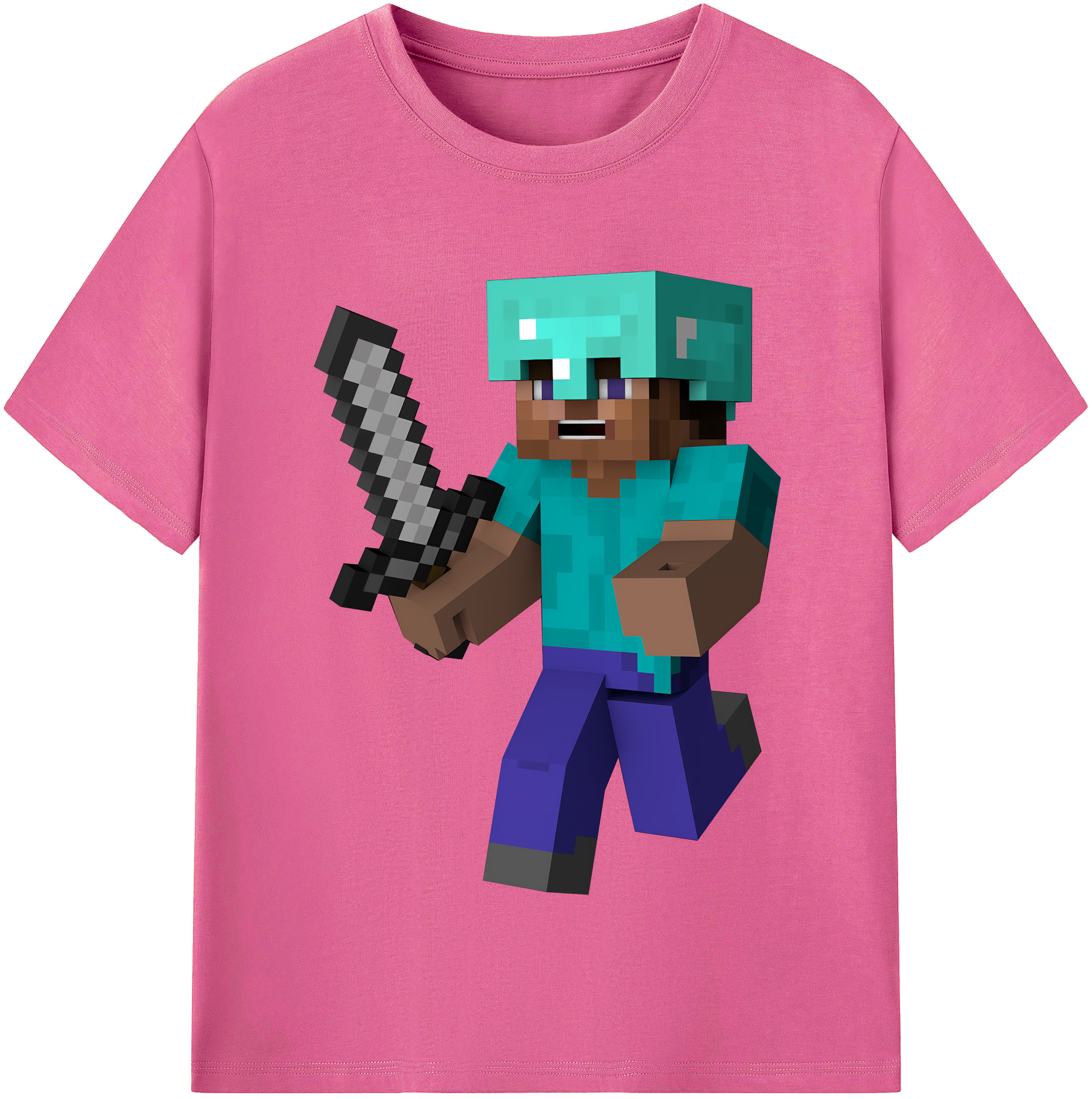 （画像用） マインクラフト ブロックの世界 Minecraft MC Block world レディースカジュアルプリントTシャツ（綿100％）