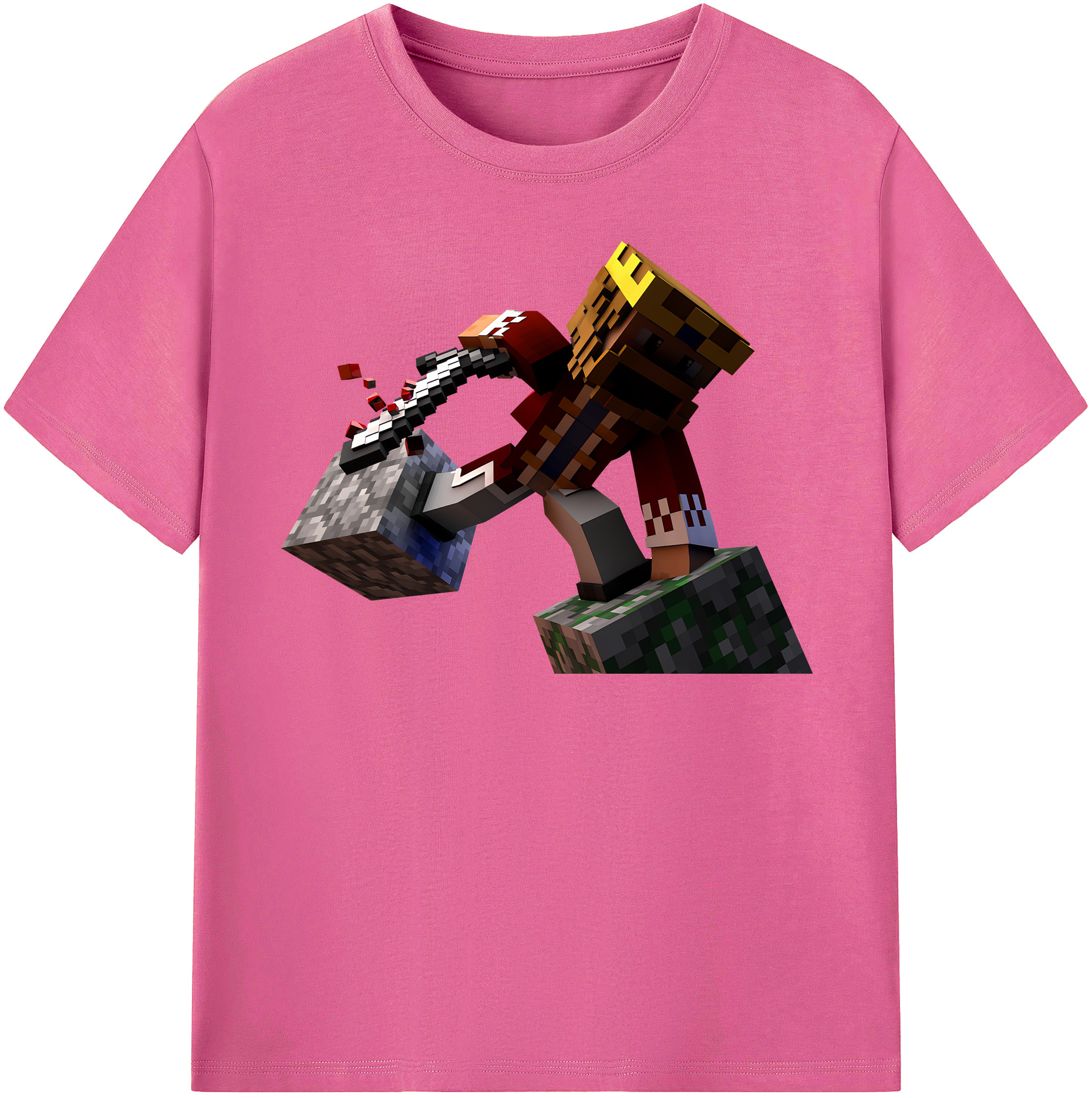 （画像用） マインクラフト ブロックの世界 Minecraft MC Block world レディースカジュアルプリントTシャツ（綿100％）