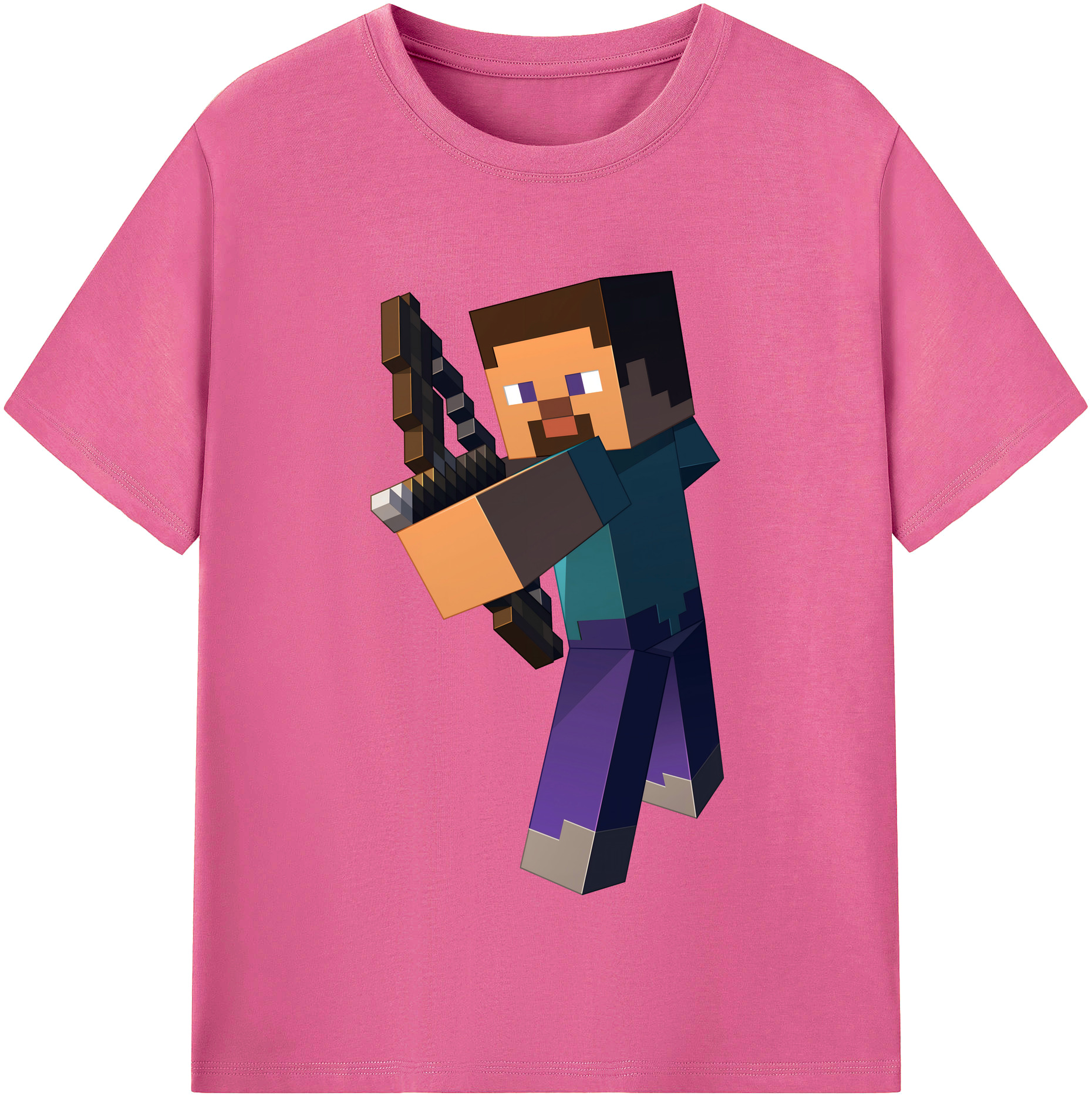 （画像用） マインクラフト ブロックの世界 Minecraft MC Block world レディースカジュアルプリントTシャツ（綿100％）