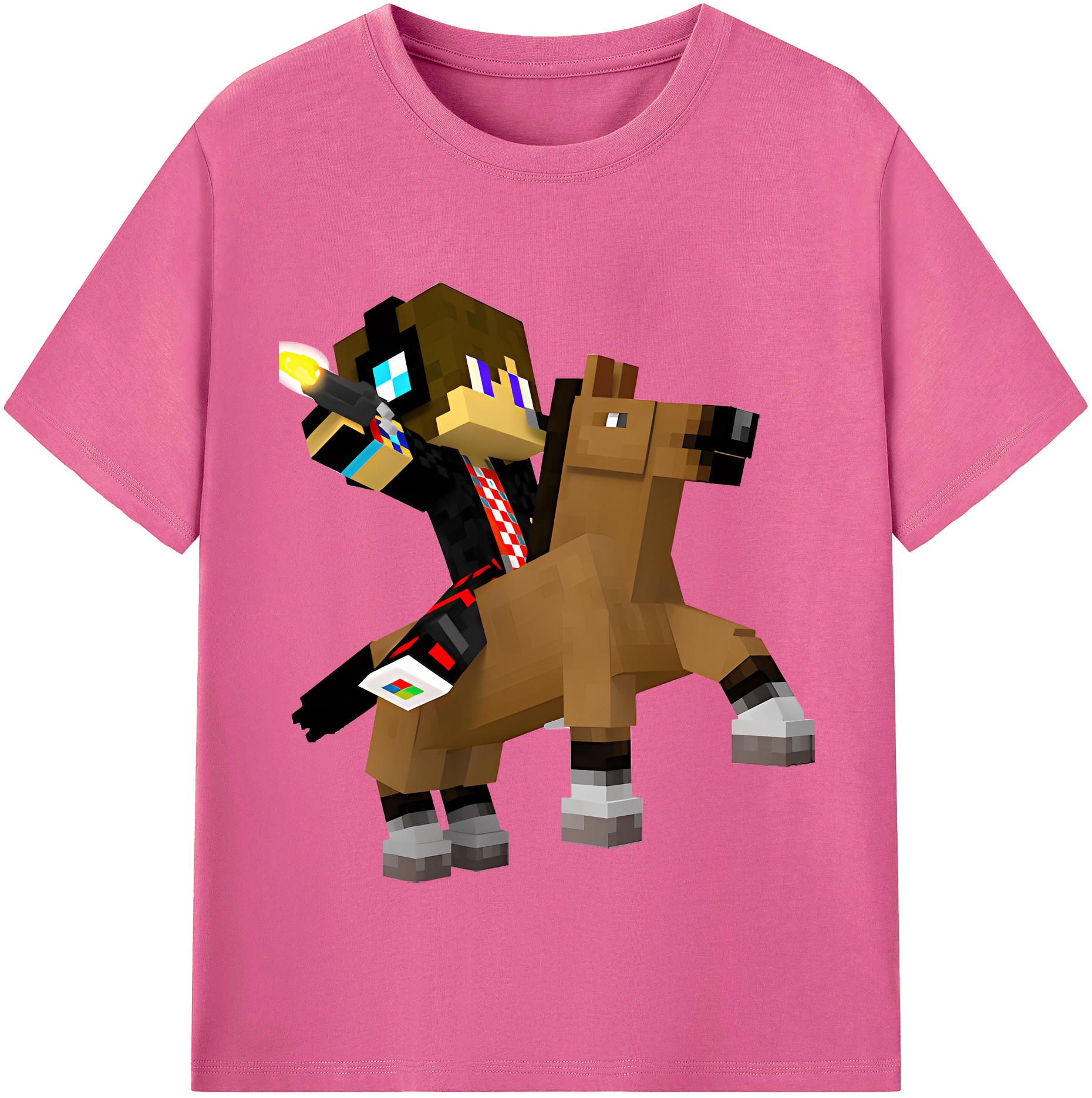 （画像用） マインクラフト ブロックの世界 Minecraft MC Block world レディースカジュアルプリントTシャツ（綿100％）