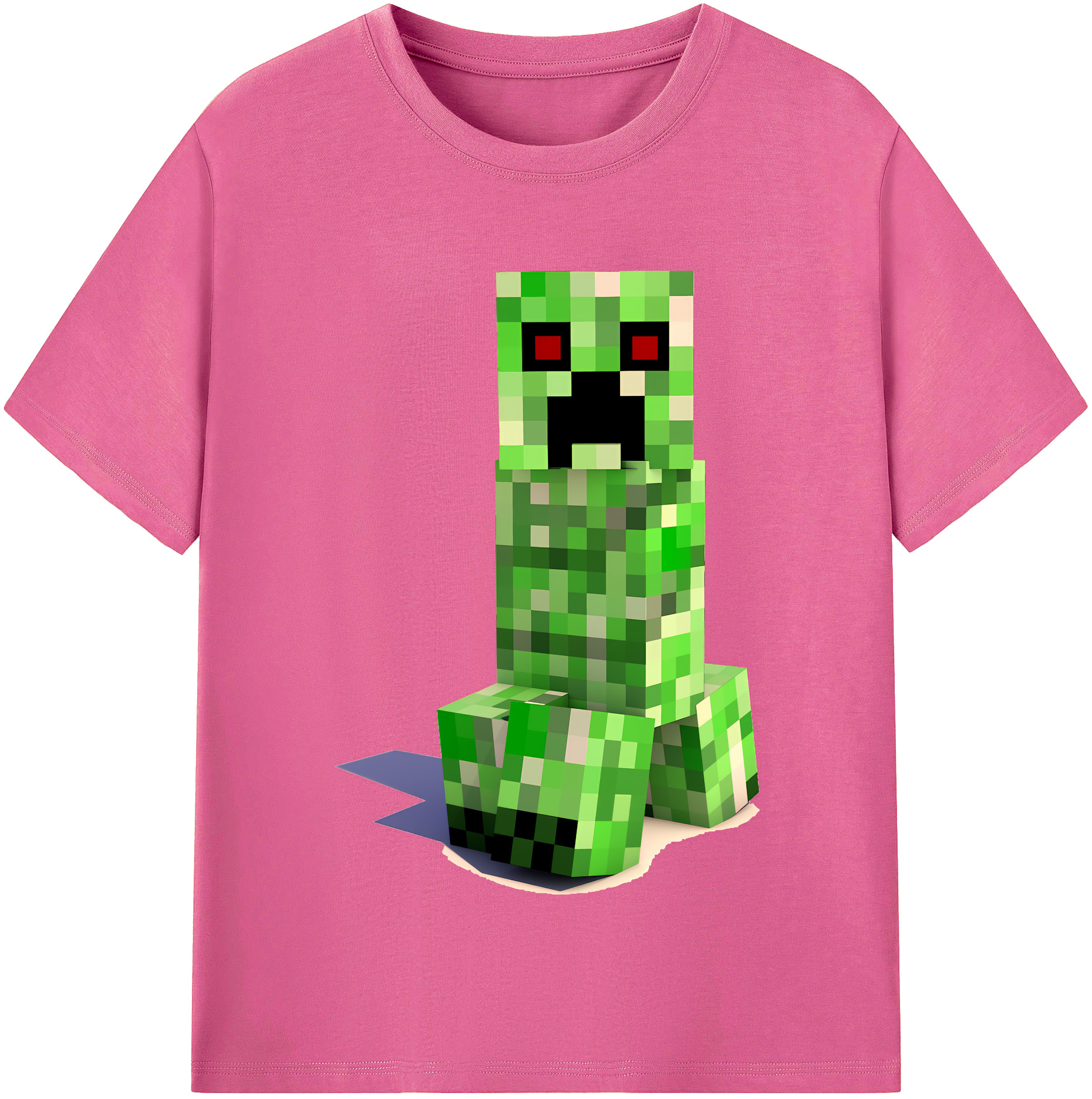 （画像用） マインクラフト ブロックの世界 Minecraft MC Block world レディースカジュアルプリントTシャツ（綿100％）