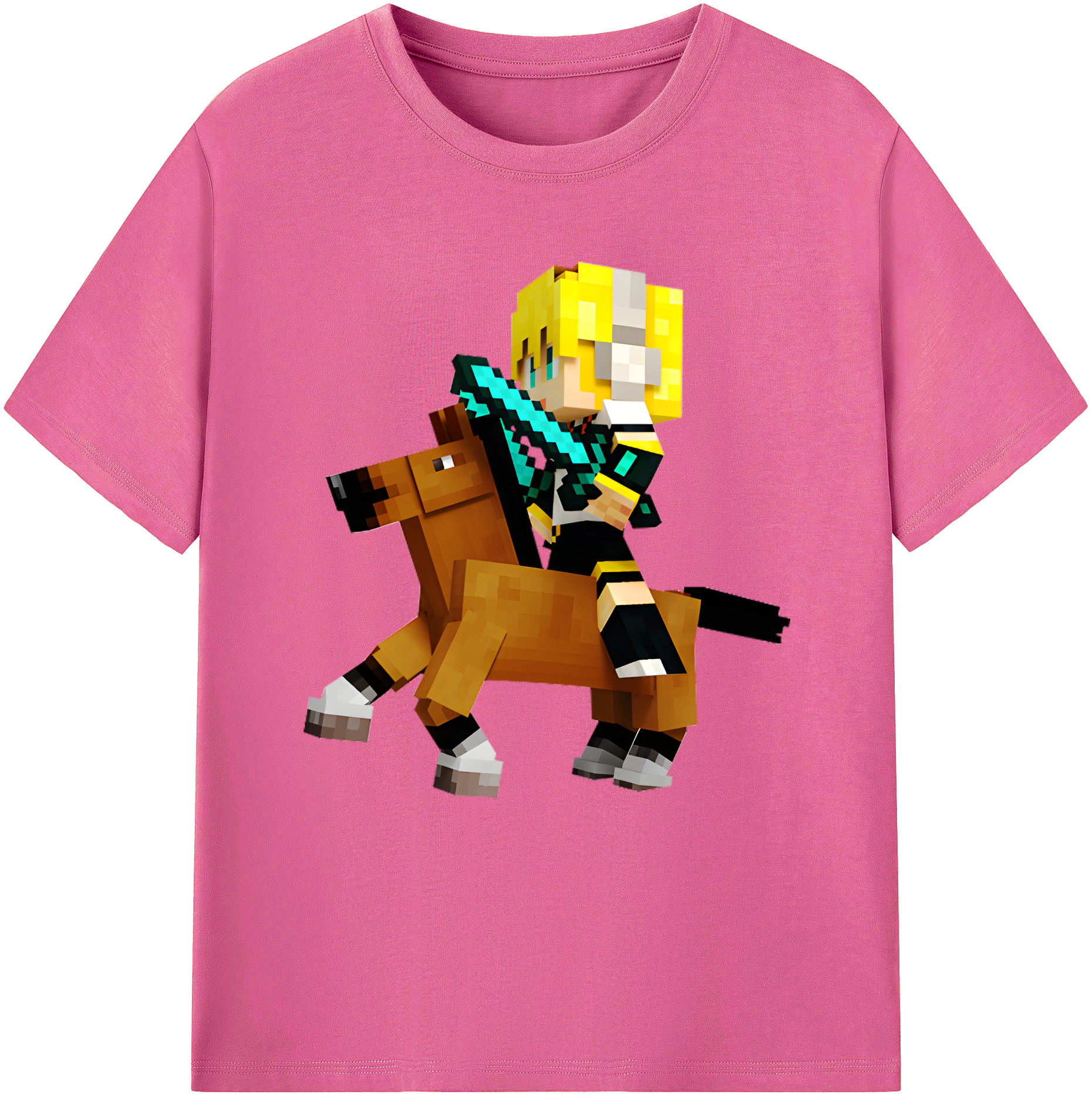 （画像用） マインクラフト ブロックの世界 Minecraft MC Block world レディースカジュアルプリントTシャツ（綿100％）