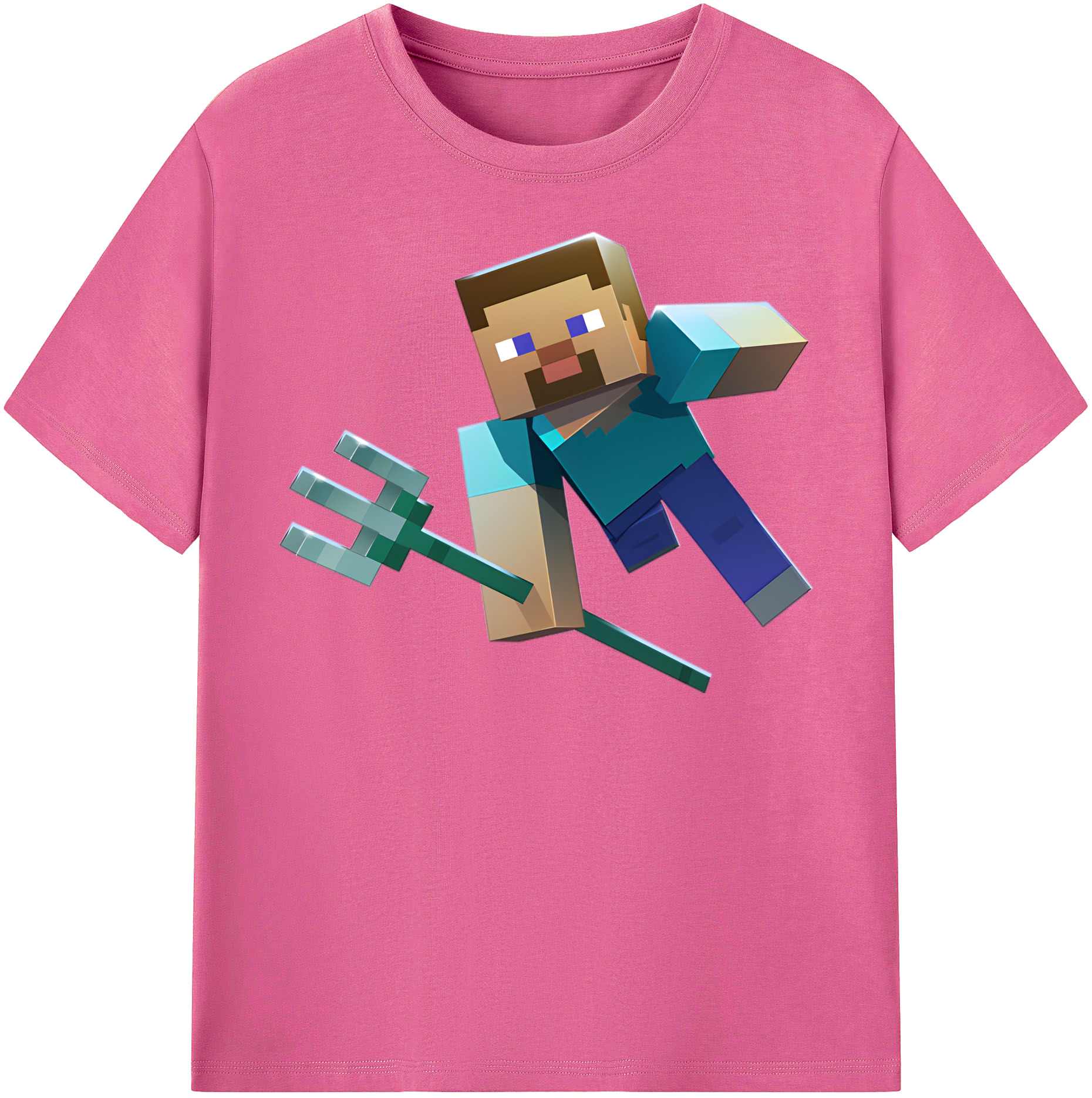 （画像用） マインクラフト ブロックの世界 Minecraft MC Block world レディースカジュアルプリントTシャツ（綿100％）