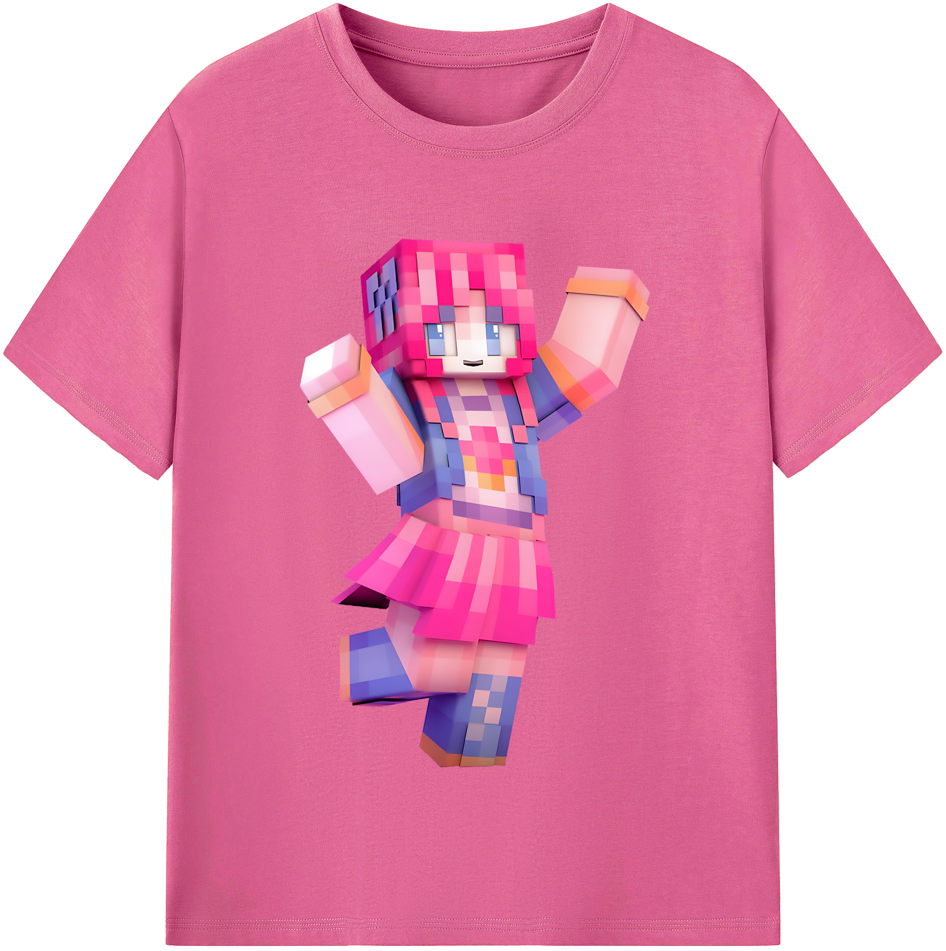 （画像用） マインクラフト ブロックの世界 Minecraft MC Block world レディースカジュアルプリントTシャツ（綿100％）
