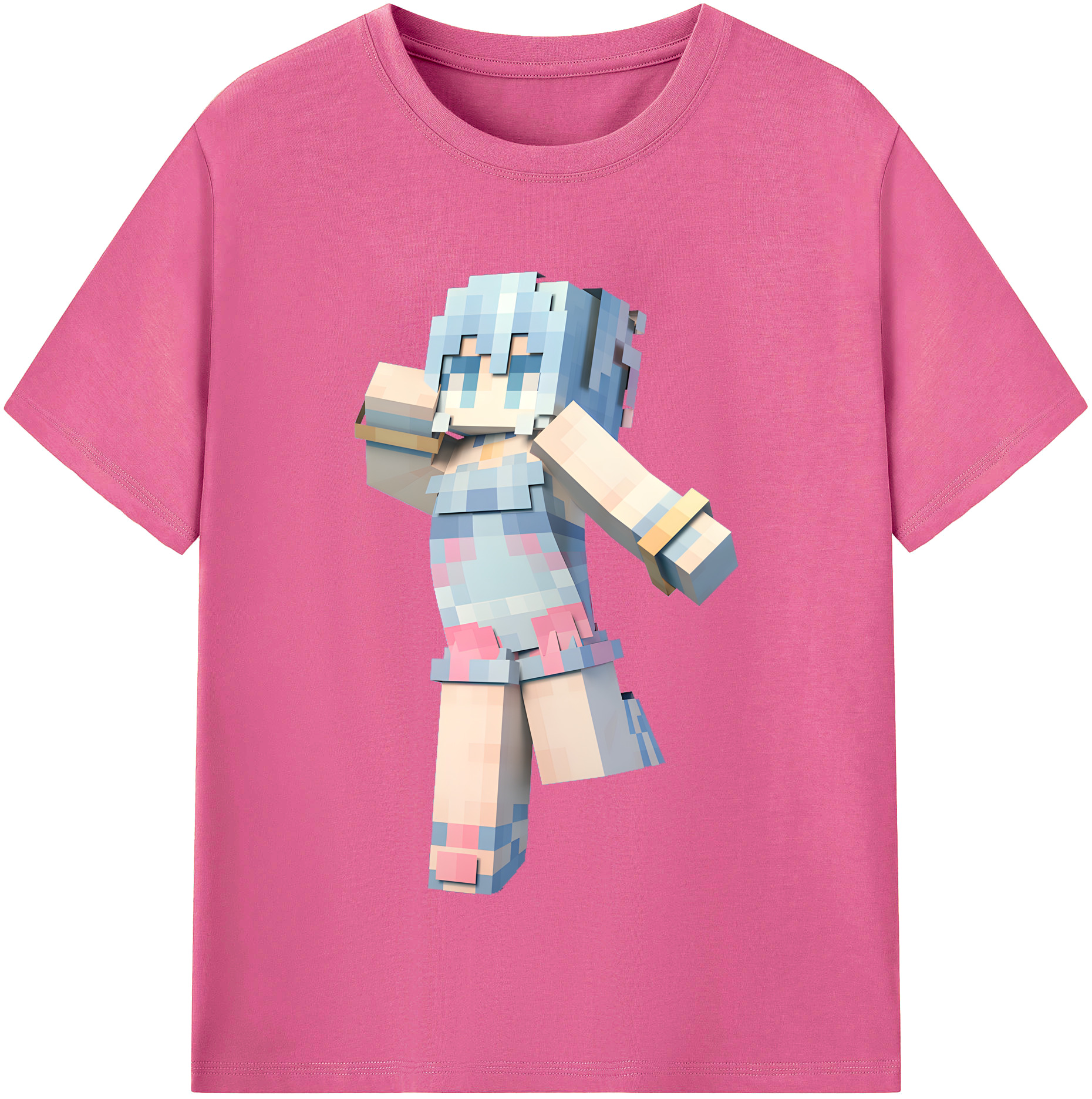 （画像用） マインクラフト ブロックの世界 Minecraft MC Block world レディースカジュアルプリントTシャツ（綿100％）