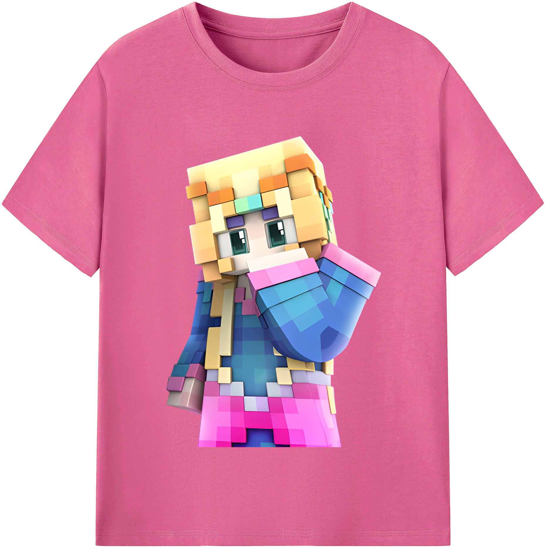 （画像用） マインクラフト ブロックの世界 Minecraft MC Block world レディースカジュアルプリントTシャツ（綿100％）