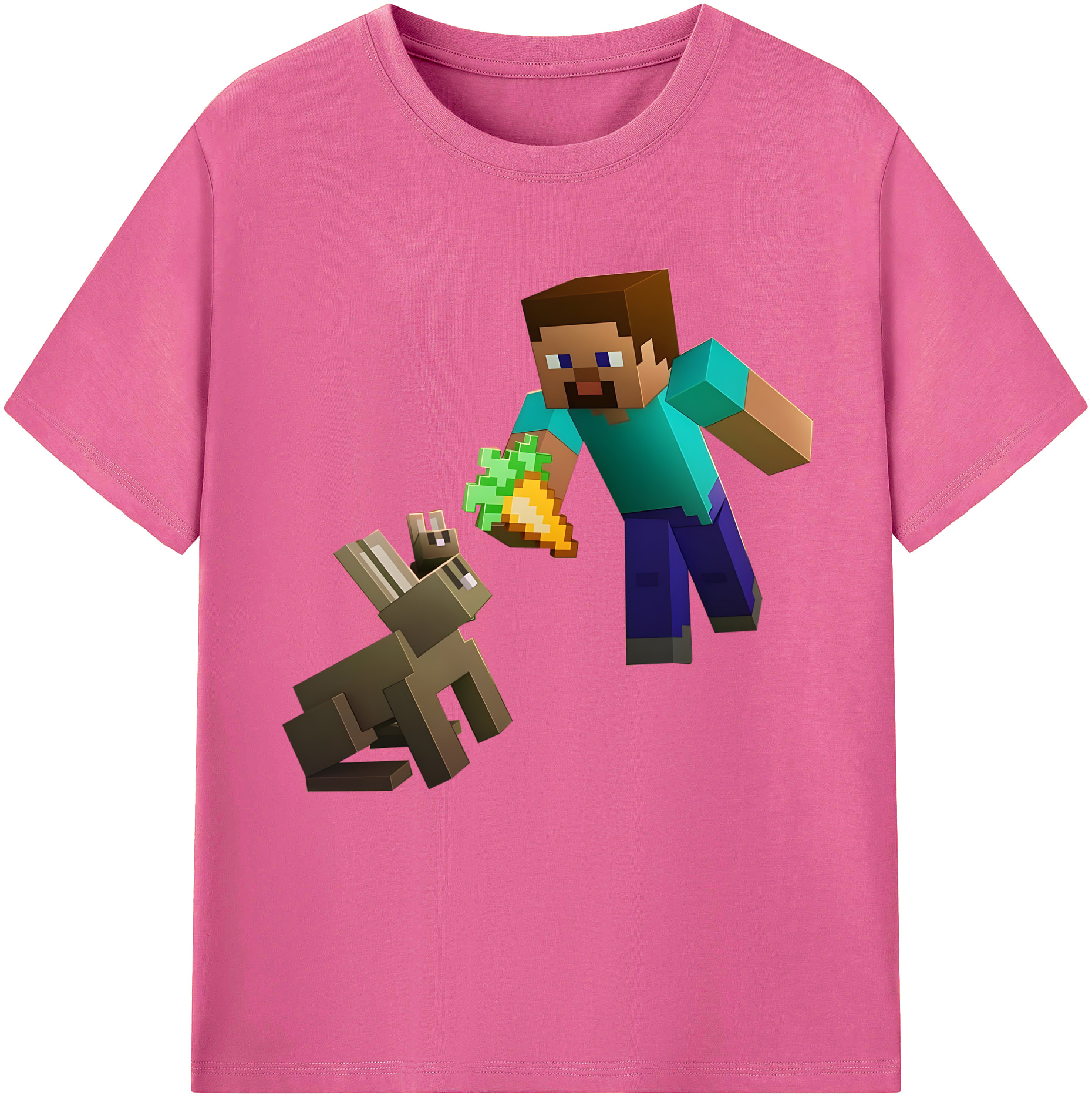 （画像用） マインクラフト ブロックの世界 Minecraft MC Block world レディースカジュアルプリントTシャツ（綿100％）