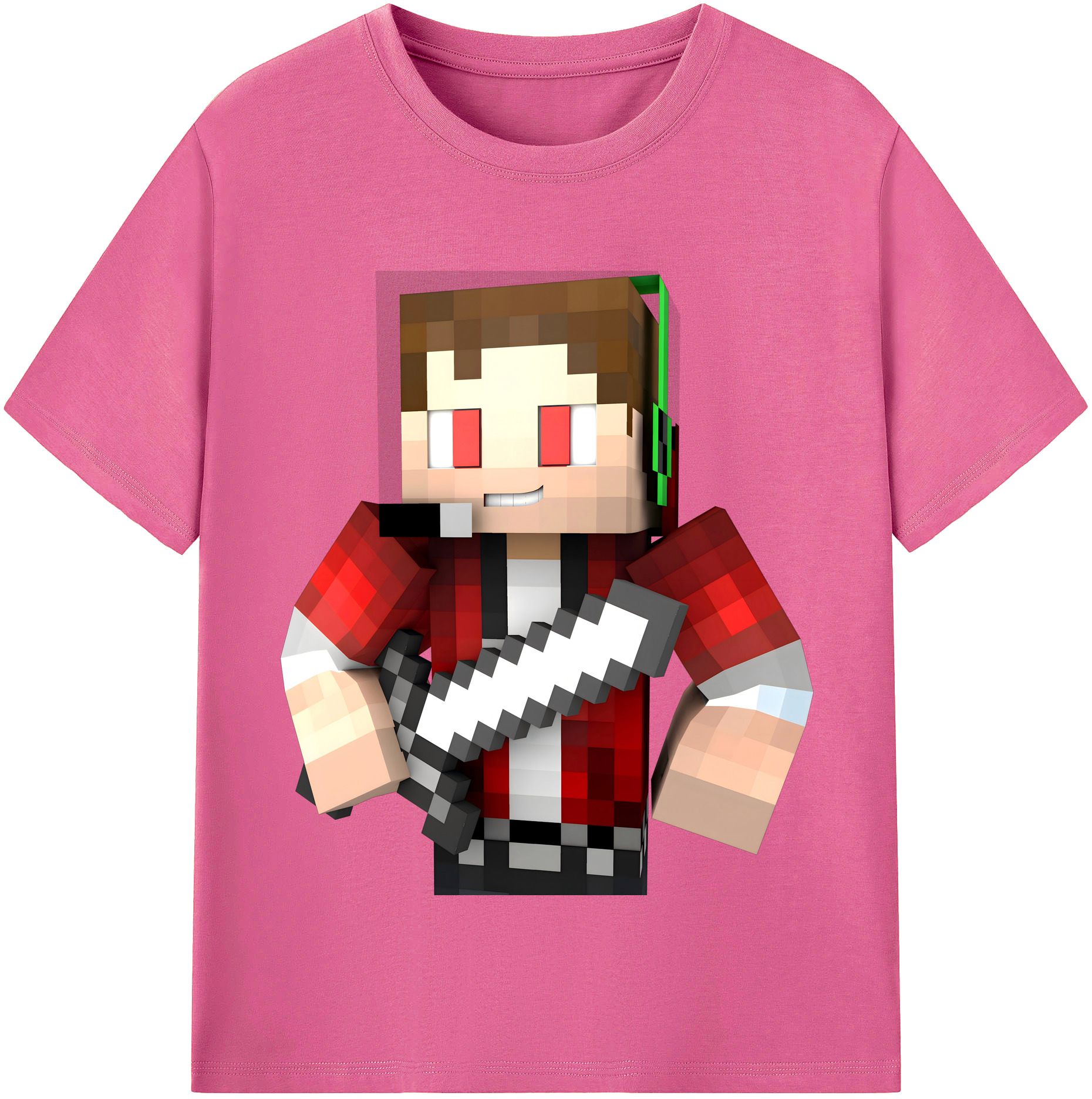 （画像用） マインクラフト ブロックの世界 Minecraft MC Block world レディースカジュアルプリントTシャツ（綿100％）