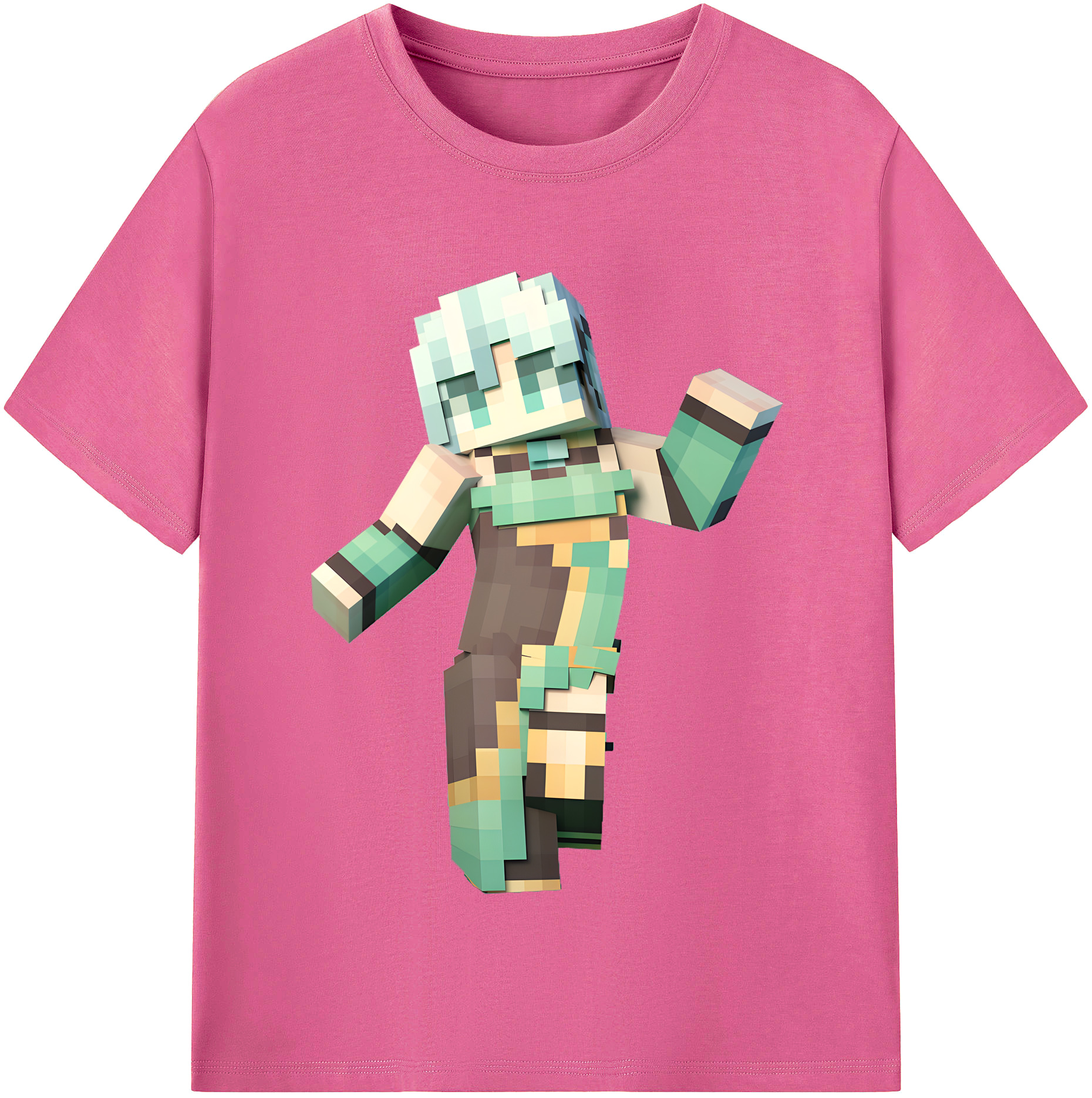 （画像用） マインクラフト ブロックの世界 Minecraft MC Block world レディースカジュアルプリントTシャツ（綿100％）