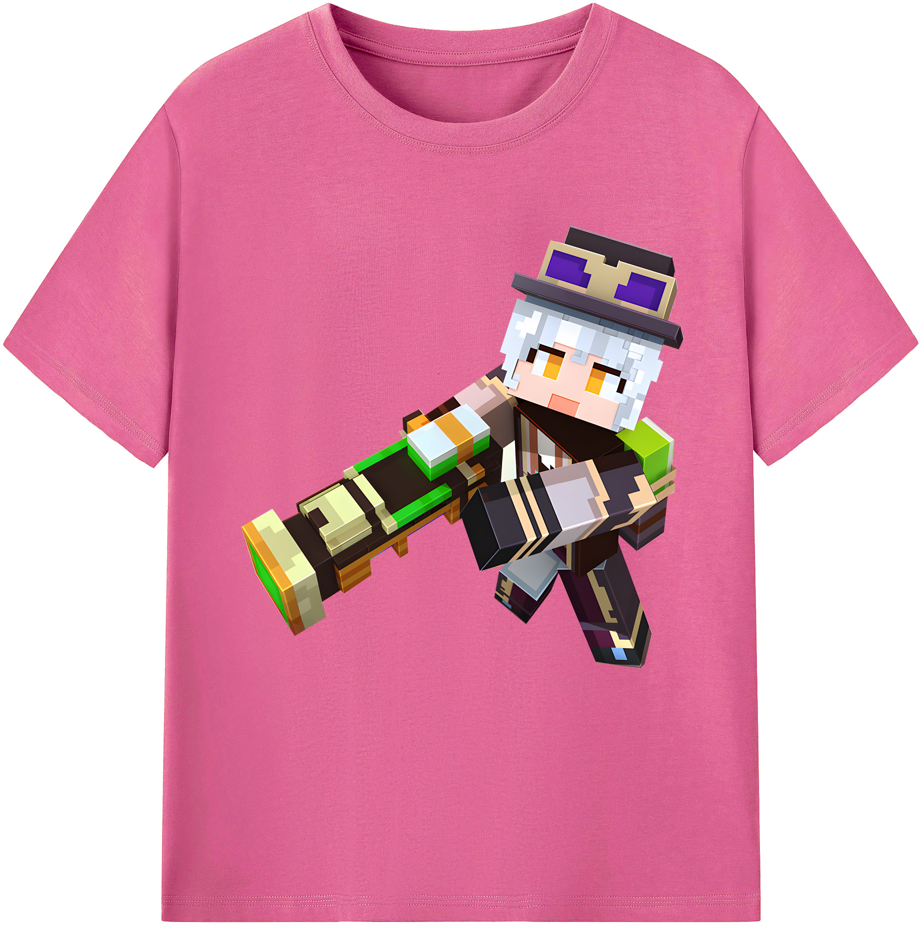 （画像用） マインクラフト ブロックの世界 Minecraft MC Block world レディースカジュアルプリントTシャツ（綿100％）