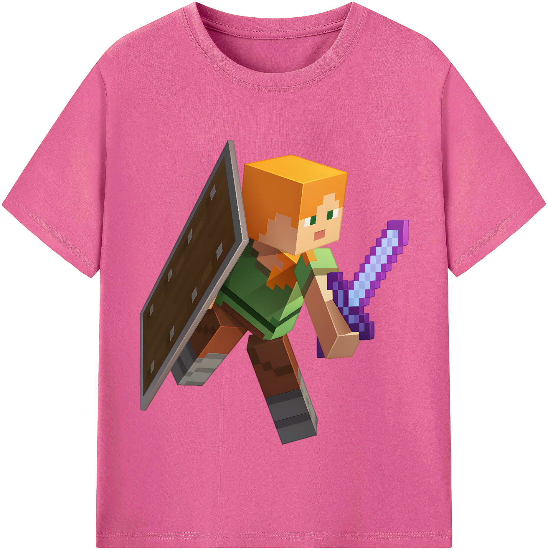 （画像用） マインクラフト ブロックの世界 Minecraft MC Block world レディースカジュアルプリントTシャツ（綿100％）