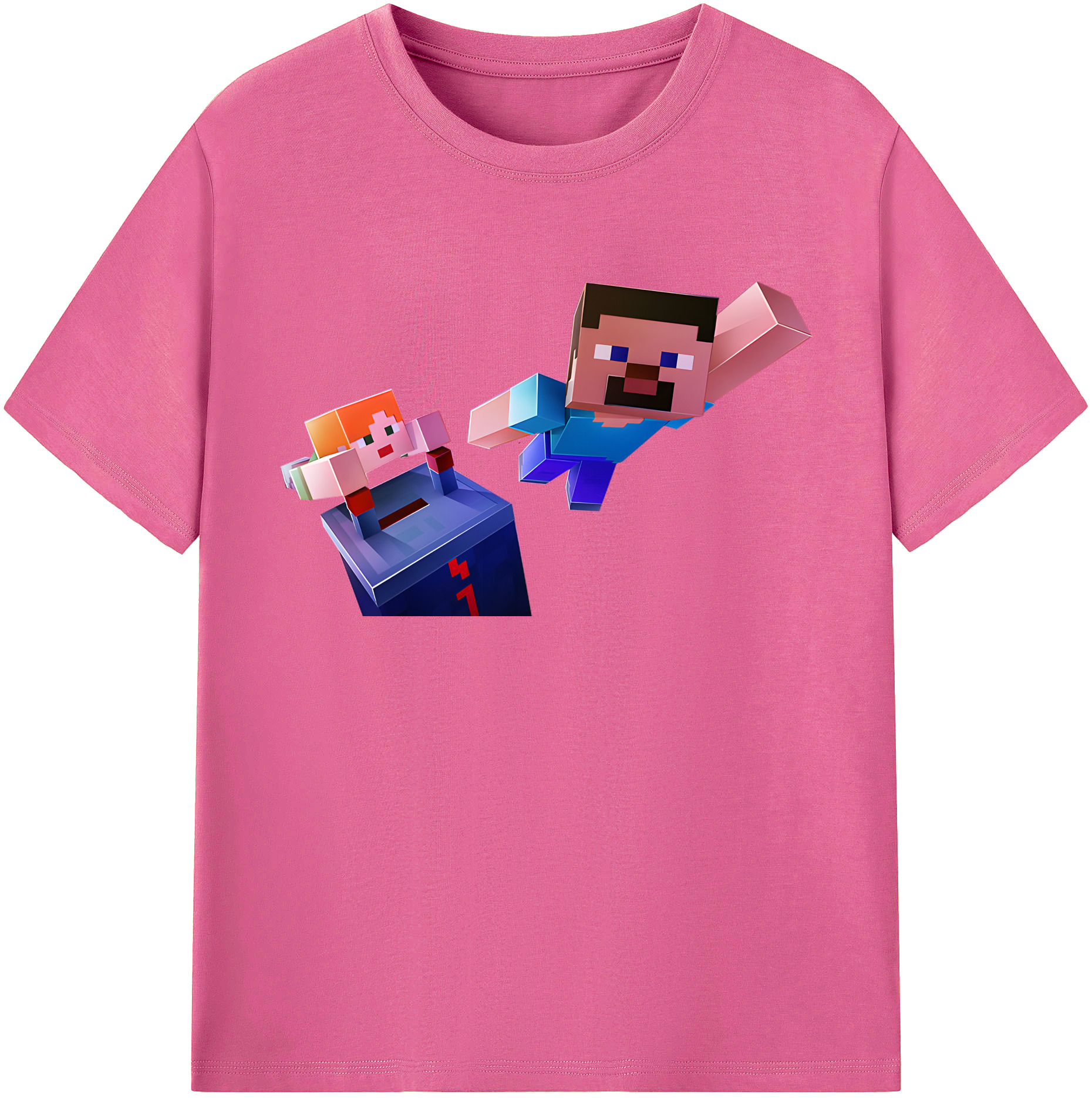 （画像用） マインクラフト ブロックの世界 Minecraft MC Block world レディースカジュアルプリントTシャツ（綿100％）
