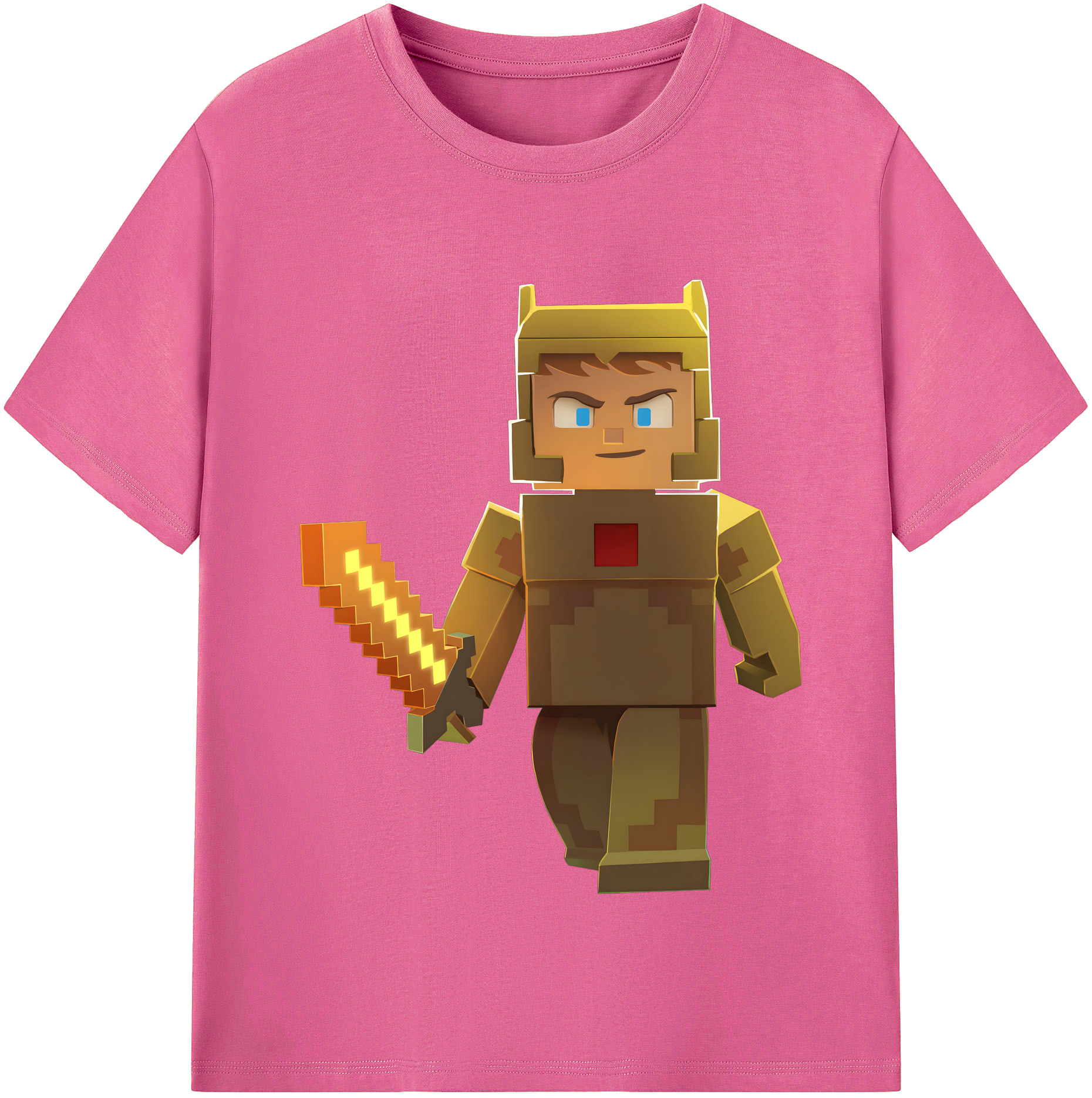 （画像用） マインクラフト ブロックの世界 Minecraft MC Block world レディースカジュアルプリントTシャツ（綿100％）